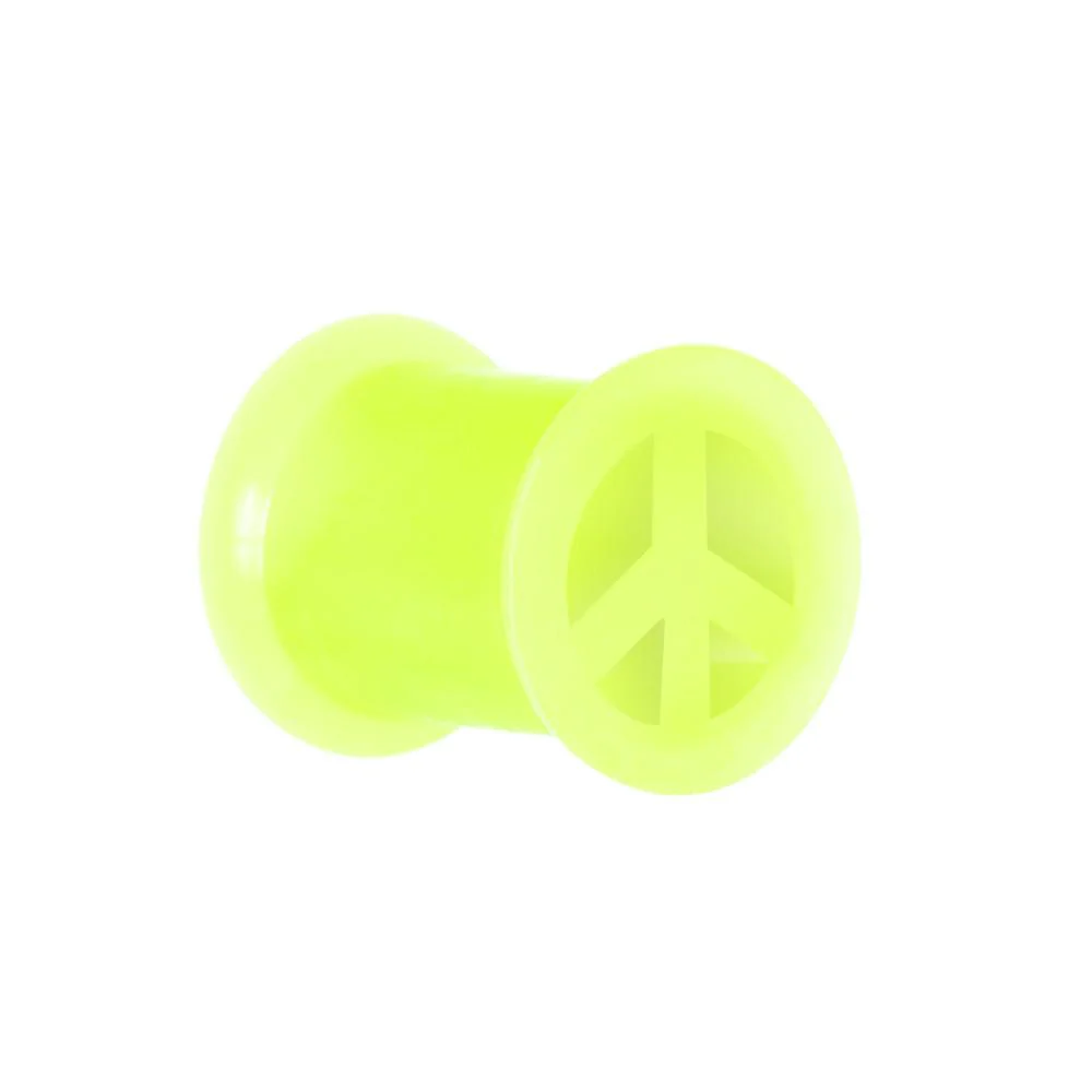 Neon Yellow Silicone Peace Sign Tunnel 0G to 14mm - Image 4