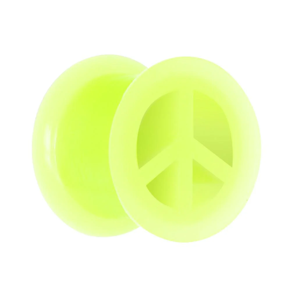 Neon Yellow Silicone Peace Sign Tunnel 0G to 14mm - Image 5