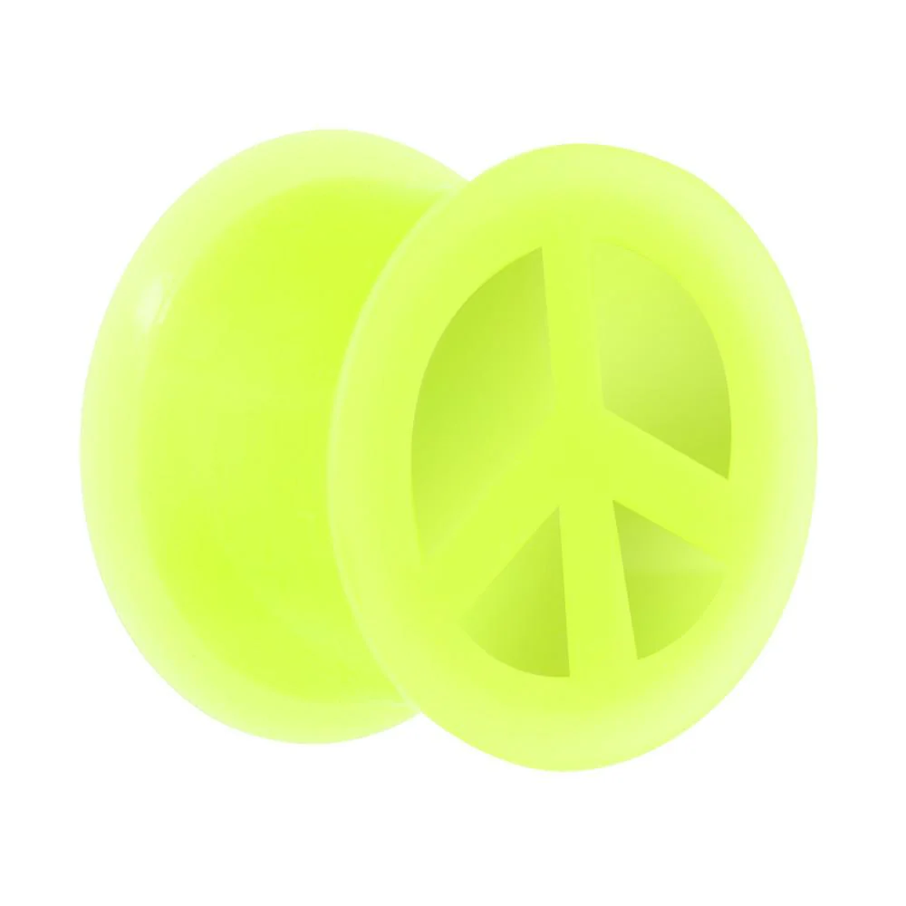 Neon Yellow Silicone Peace Sign Tunnel 0G to 14mm - Image 6