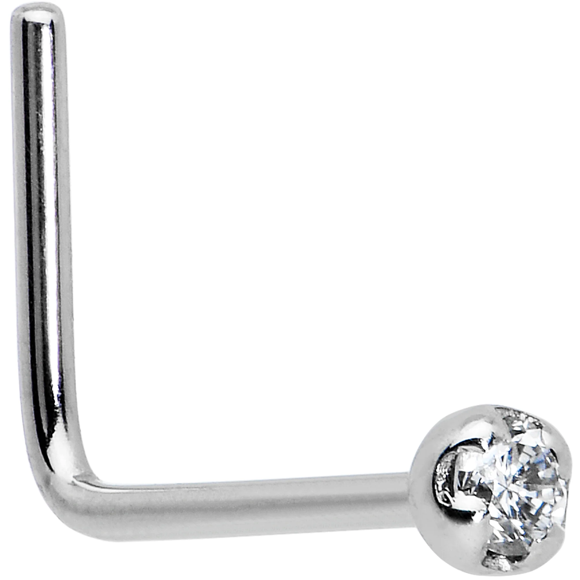 14k Solid White Gold Genuine 1.5mm Diamond Micro Nose Ring - Image 10