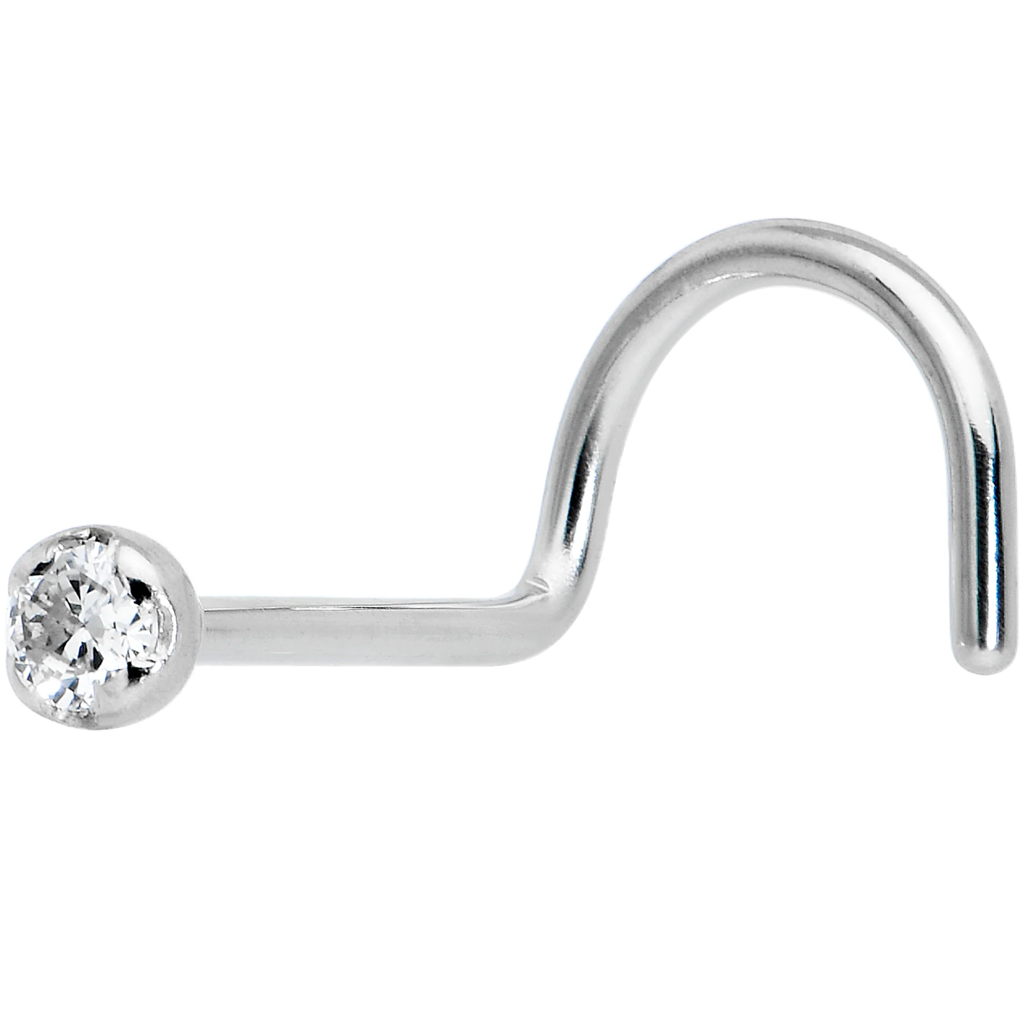 14k Solid White Gold Genuine 1.5mm Diamond Micro Nose Ring - Image 11