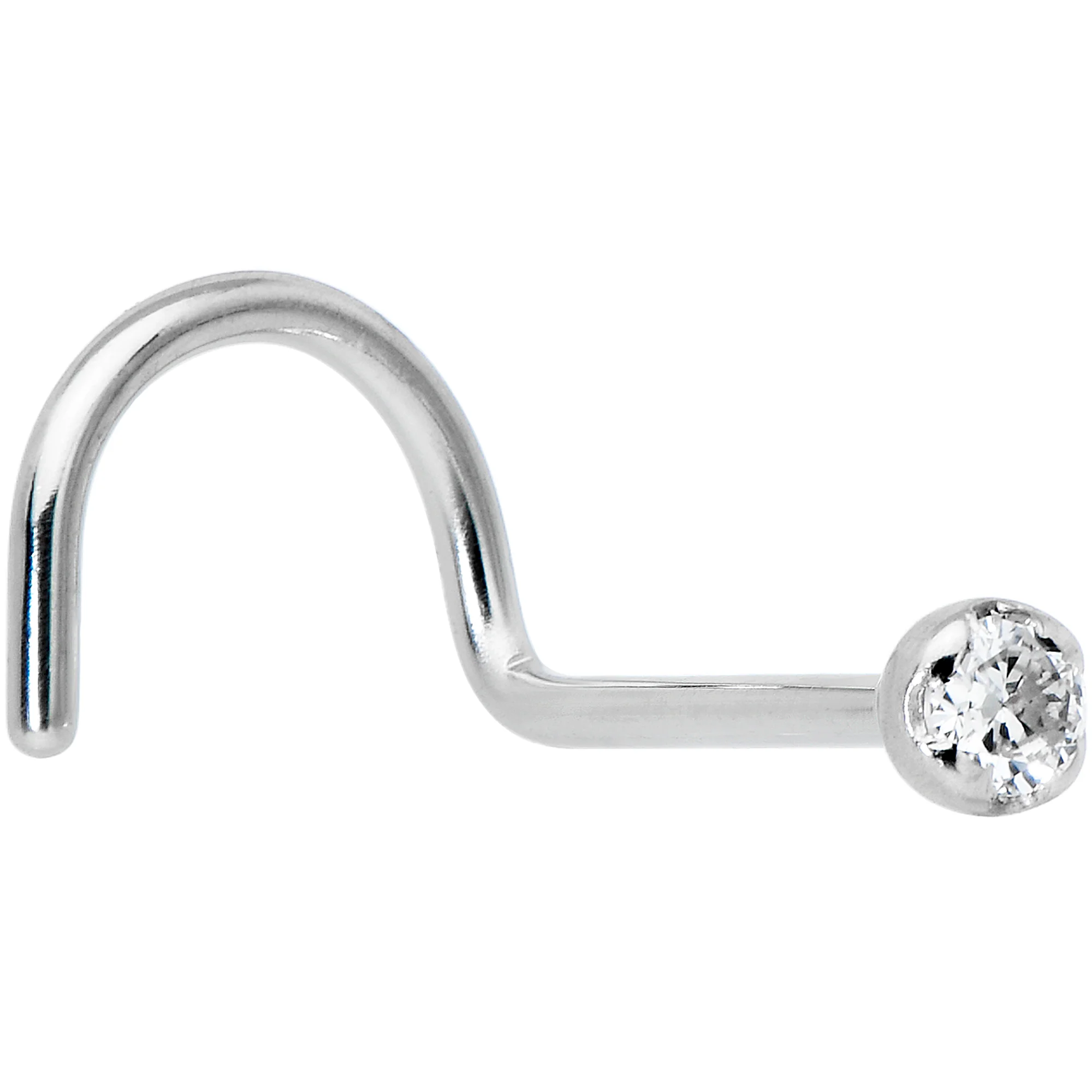 14k Solid White Gold Genuine 1.5mm Diamond Micro Nose Ring - Image 12