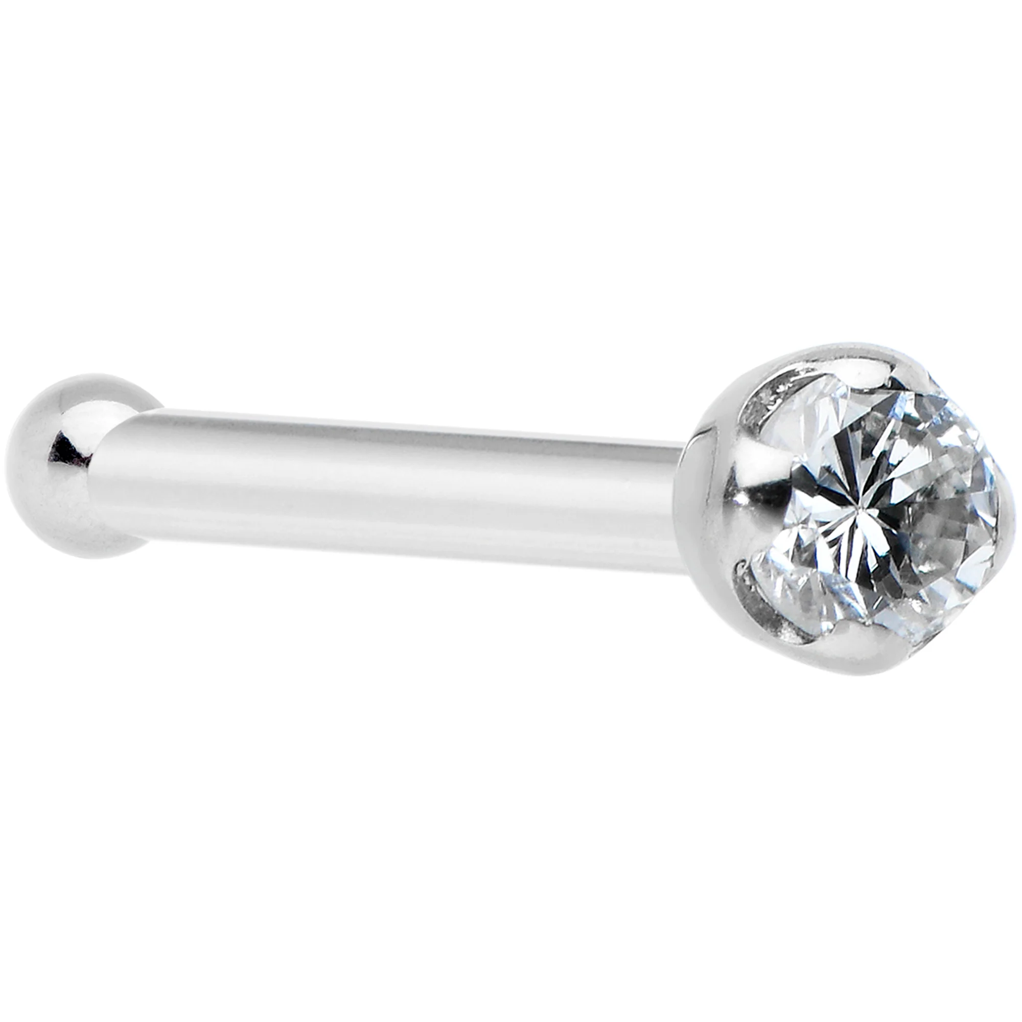 14k Solid White Gold Genuine 1.5mm Diamond Micro Nose Ring - Image 5