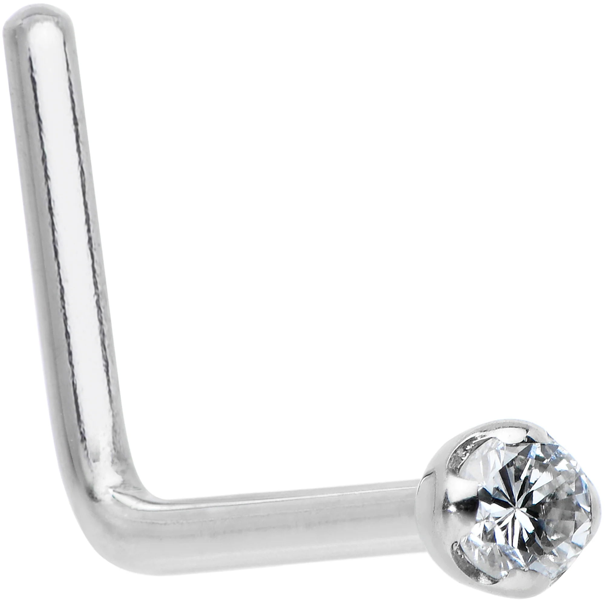 14k Solid White Gold Genuine 1.5mm Diamond Micro Nose Ring - Image 6