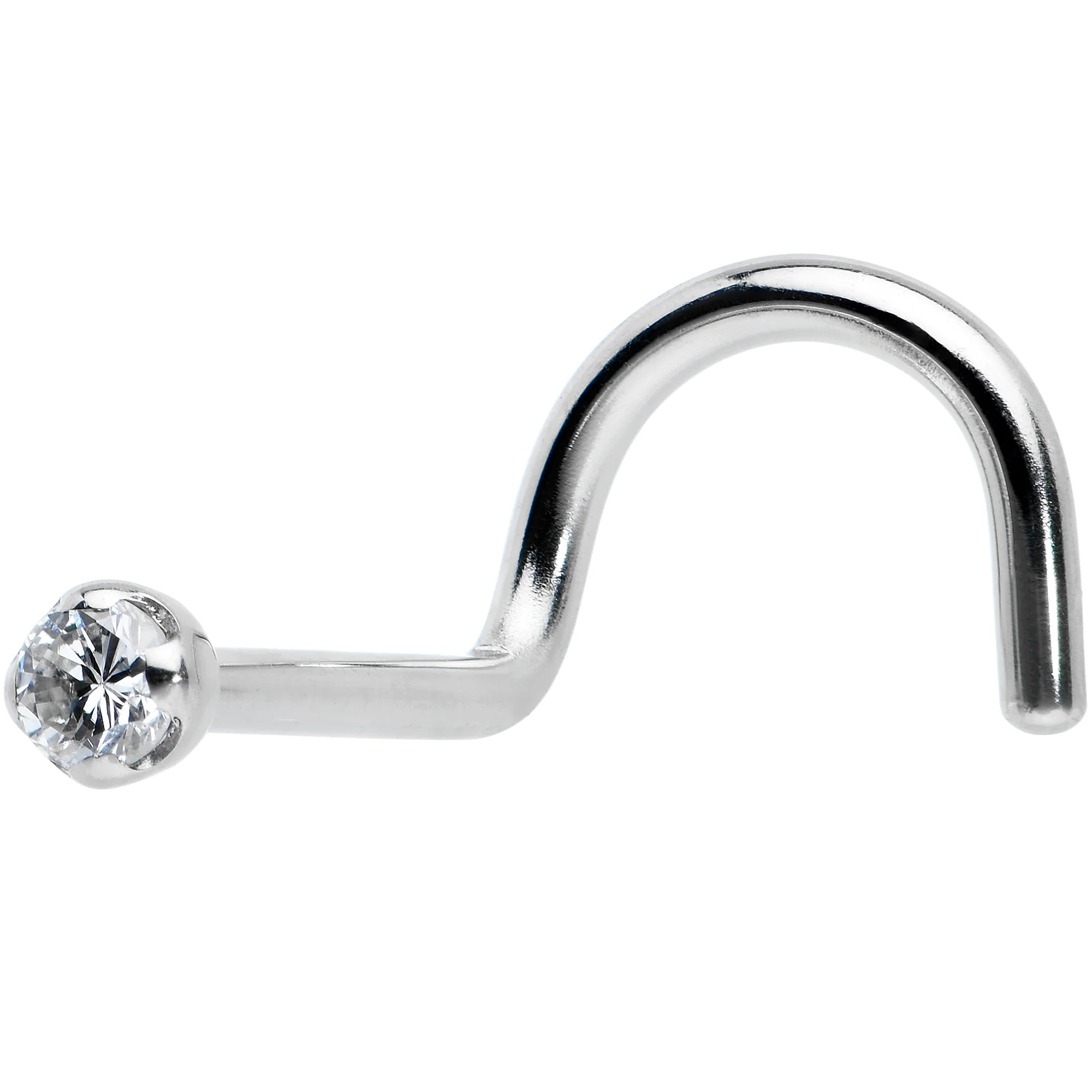 14k Solid White Gold Genuine 1.5mm Diamond Micro Nose Ring - Image 7