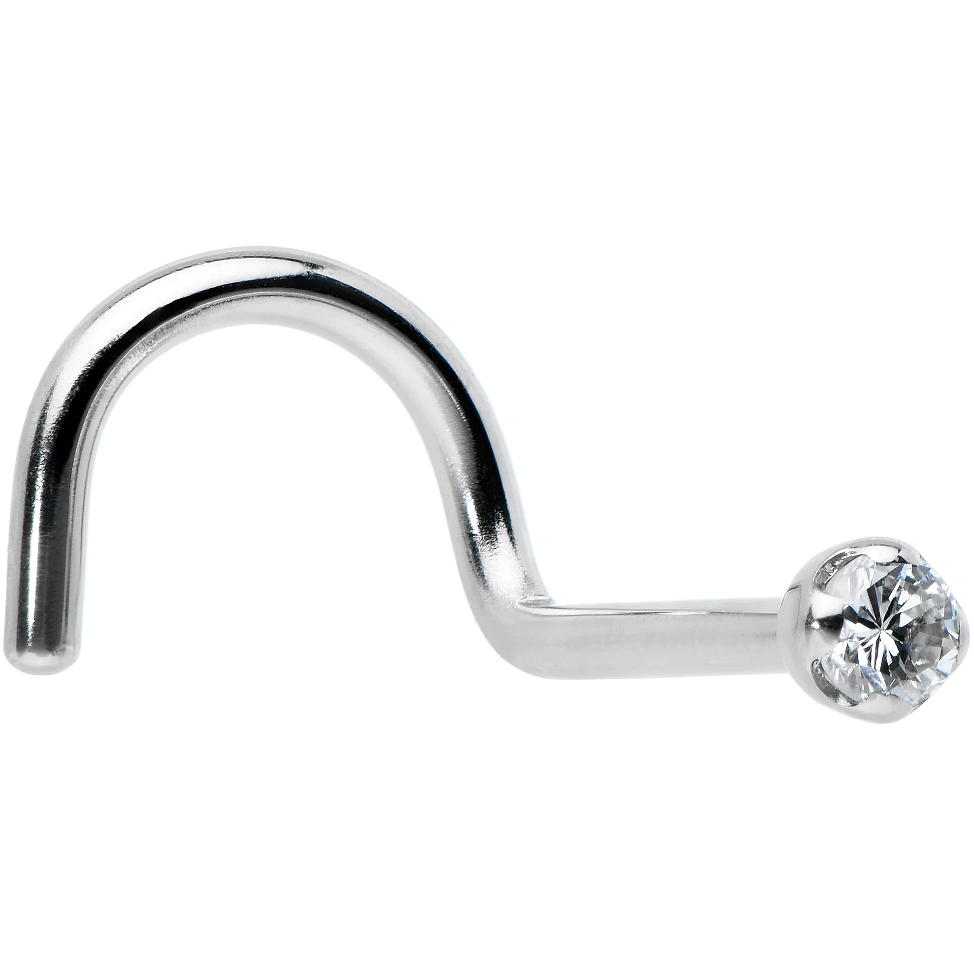 14k Solid White Gold Genuine 1.5mm Diamond Micro Nose Ring - Image 8