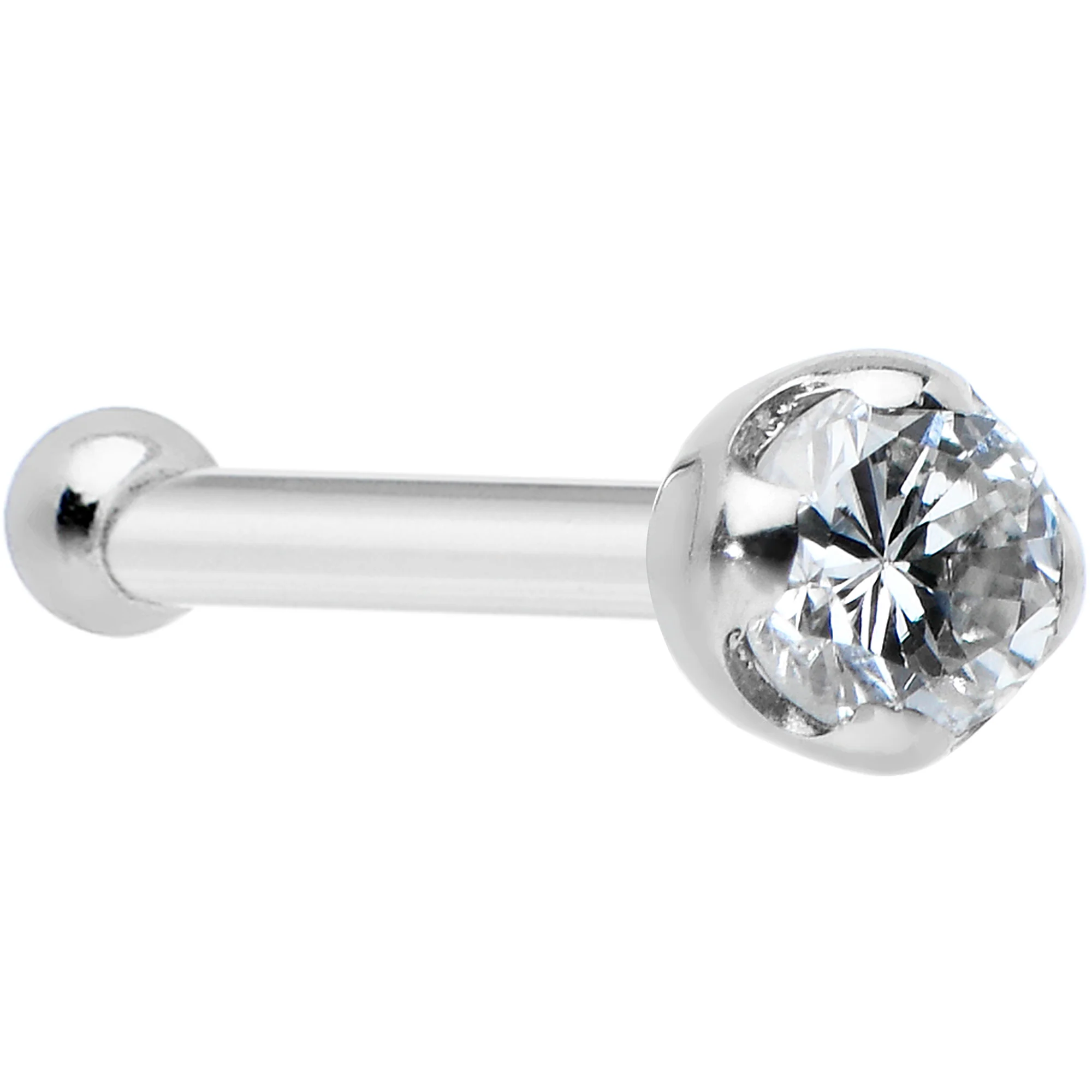 14k Solid White Gold Genuine 1.5mm Diamond Micro Nose Ring - Image 9
