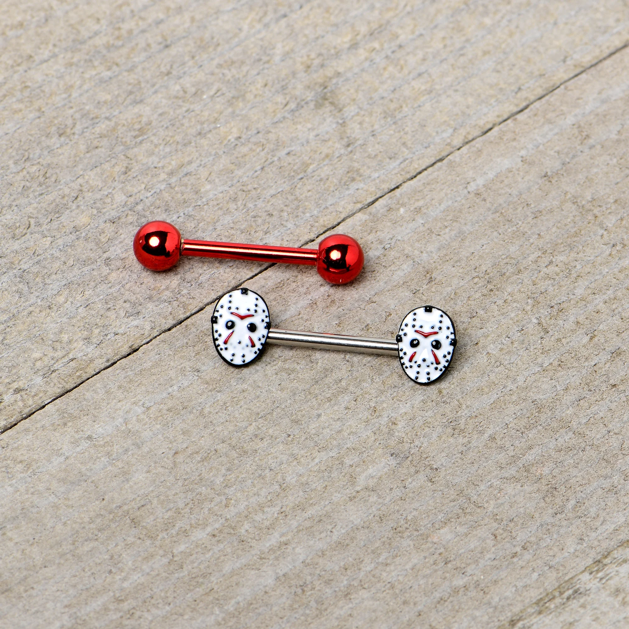Officially Licensed Halloween Jason Mask Friday the 13th Nipple Ring Set - Image 6