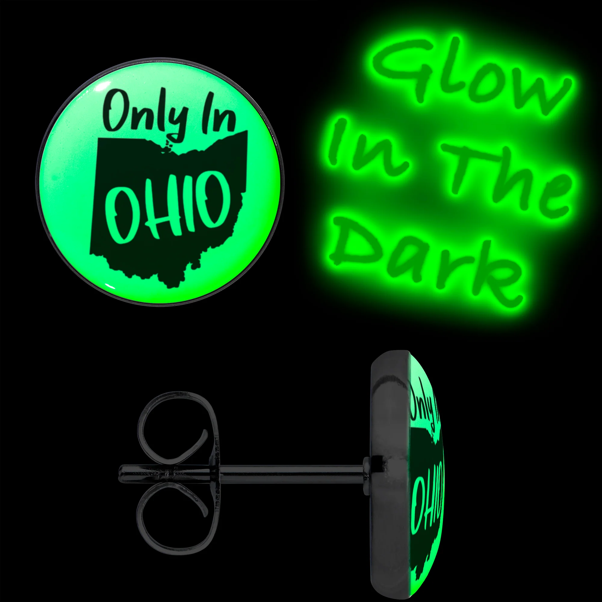 Only in Ohio Glow in the Dark Stud Earrings by Onyx O - Image 2