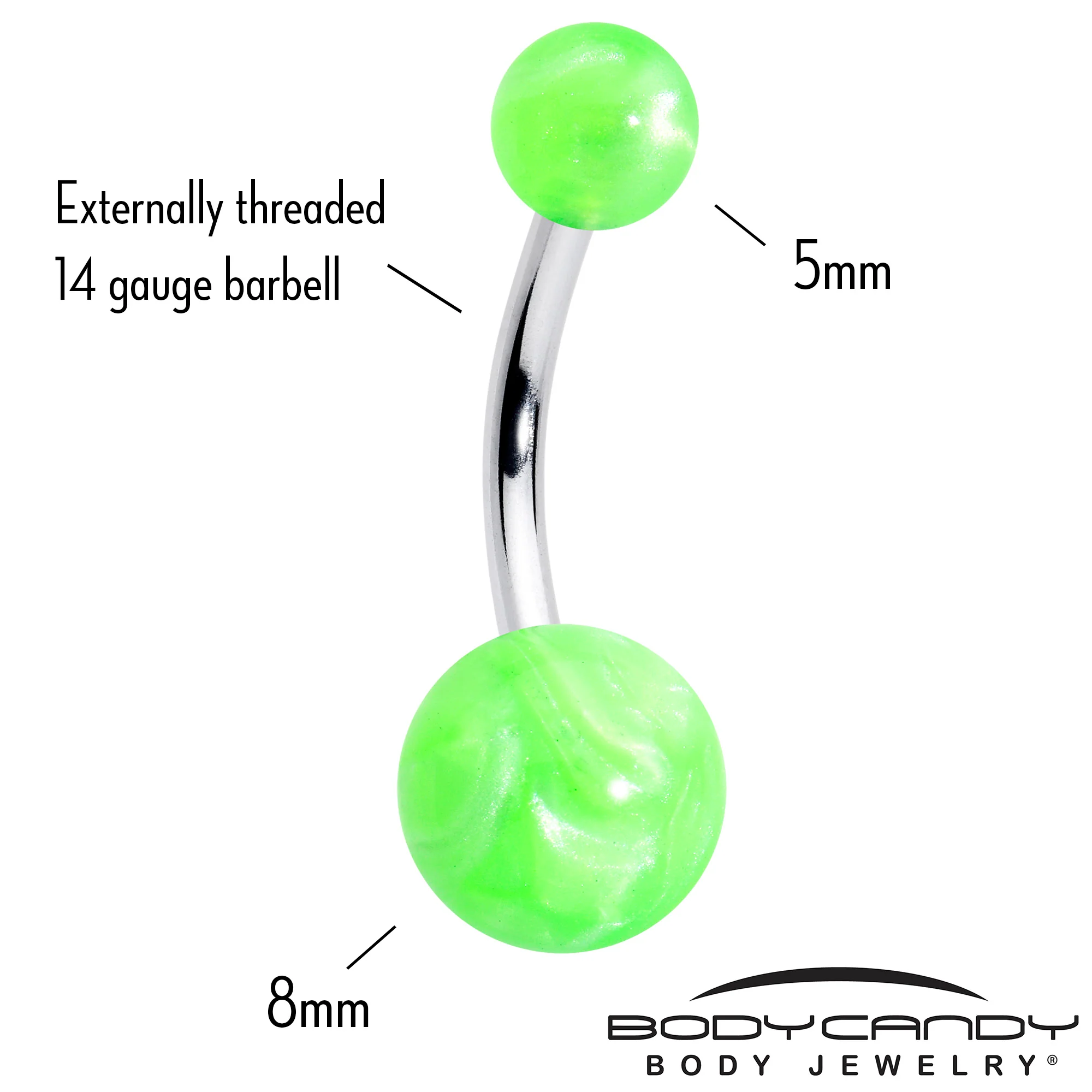 Opaque Bright Green Ends Belly Ring - Image 3