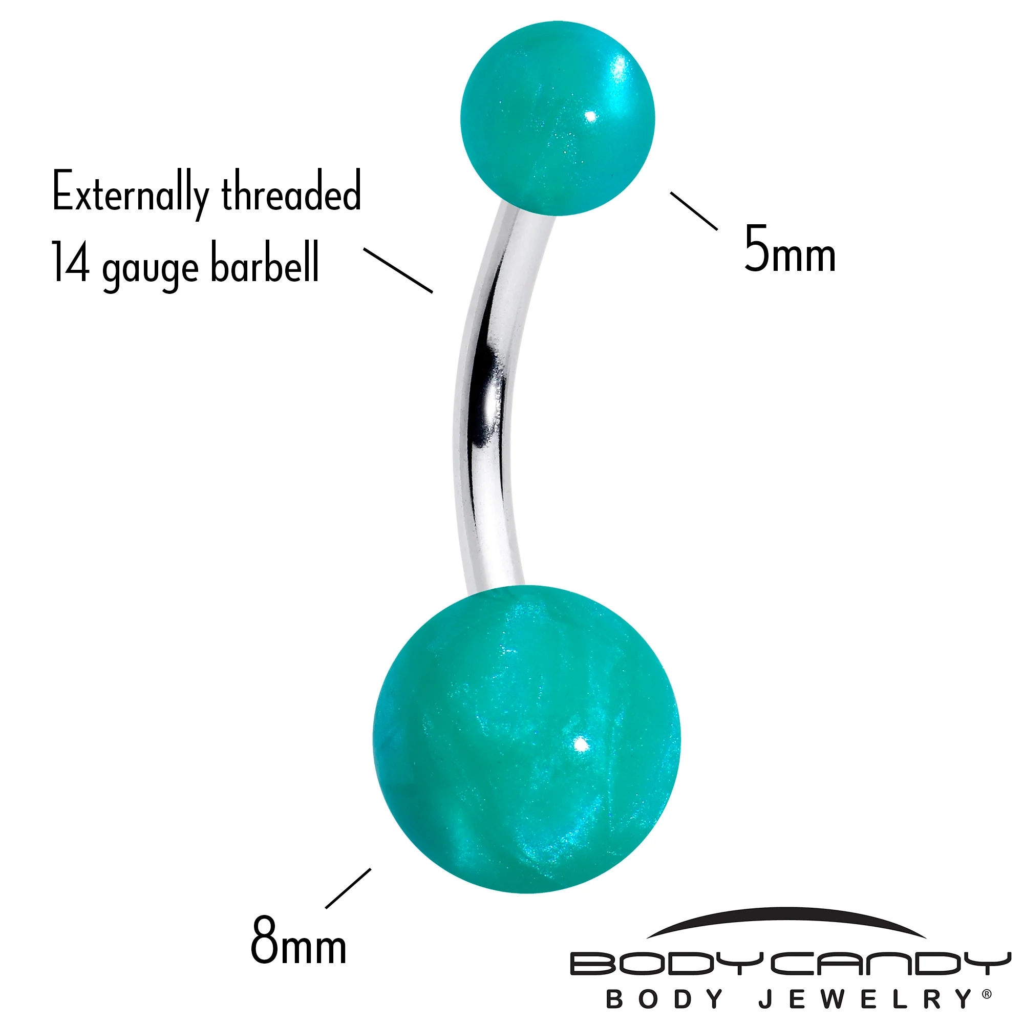 Opaque Teal Green Ends Belly Ring - Image 3