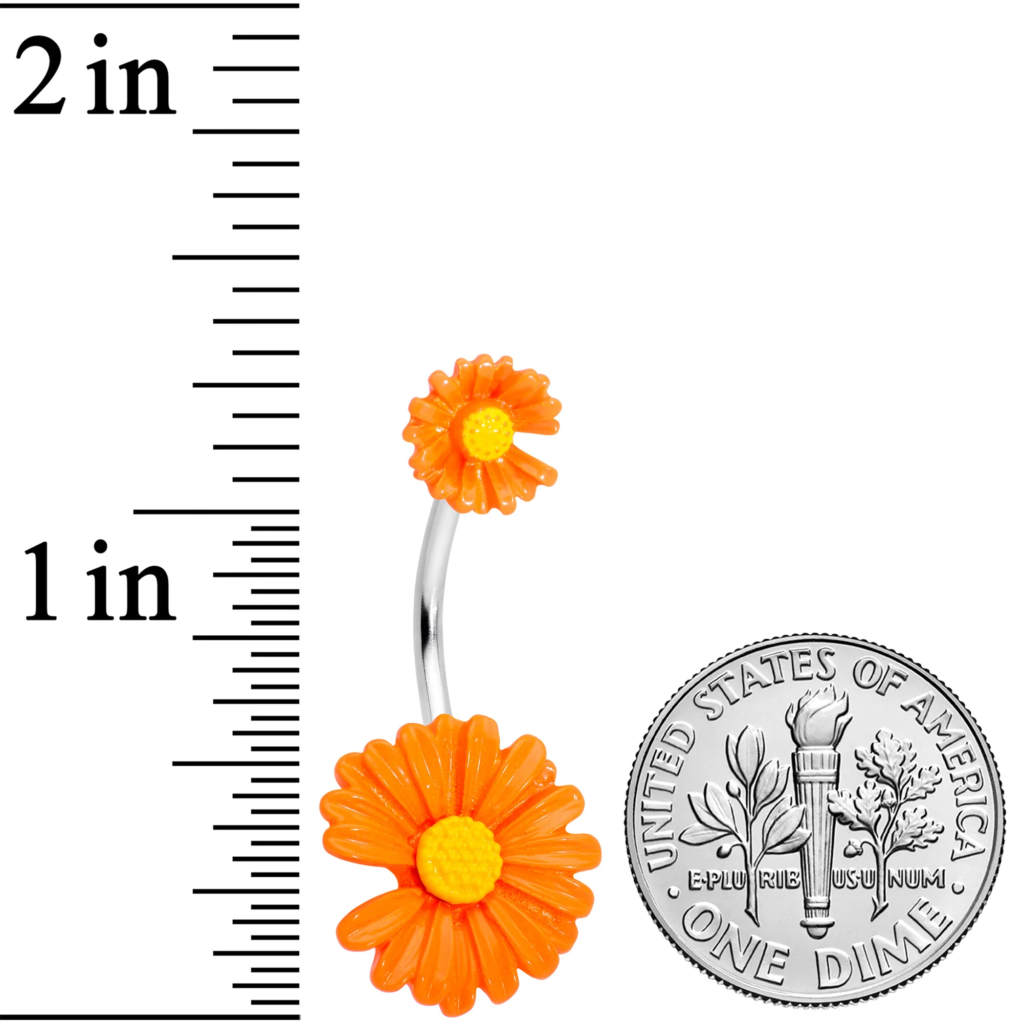 Orange Double Flower Double Mount Belly Ring - Image 2
