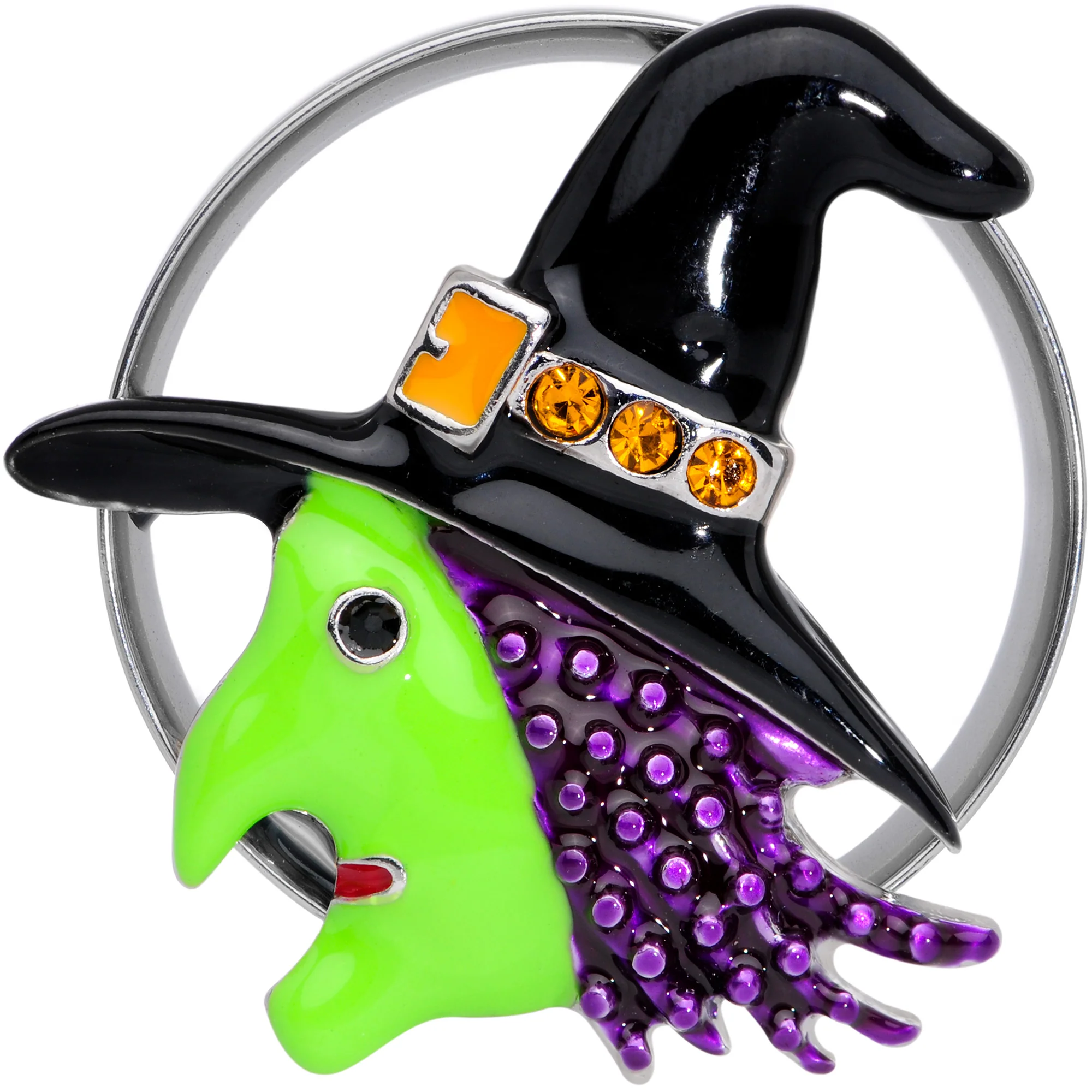 Orange Gem Green Witch Halloween Double Flare Tunnel Plug Set - Image 4