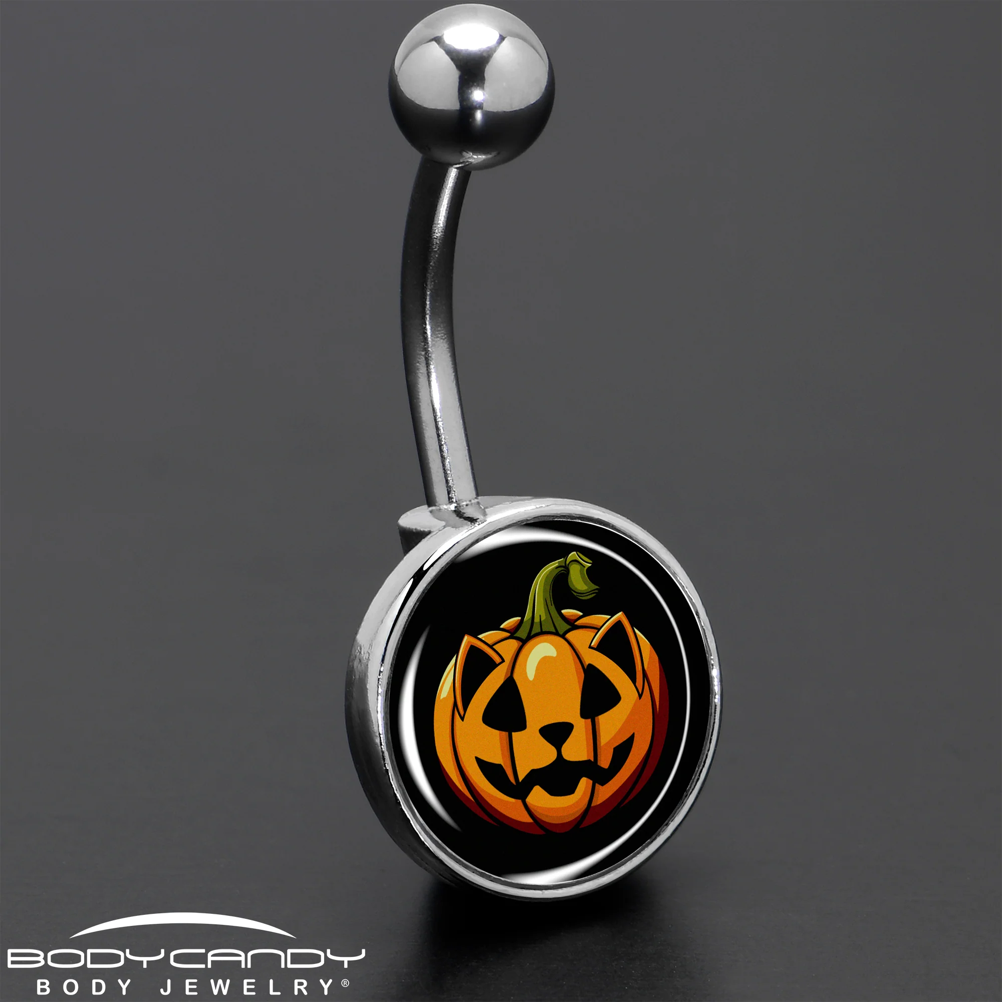 Orange Pumpkin Cat Jack-O-Lantern Belly Ring by Onyx O - Image 8