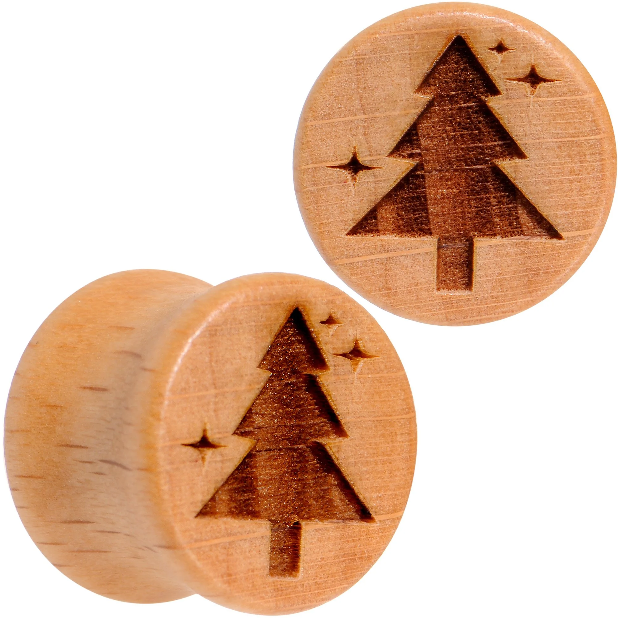 Organic Beechwood Christmas Tree Saddle Plug Set Sizes 8mm to 25mm - Image 3