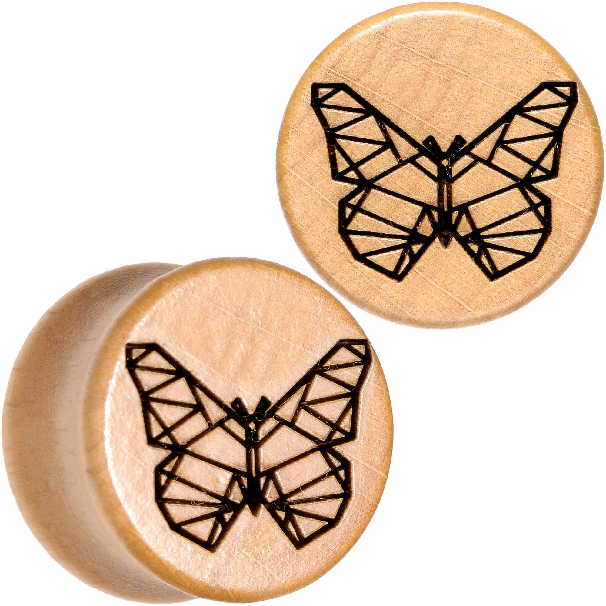Organic Beechwood Geometric Butterfly Saddle Plug Set 0G to 25mm - Image 10