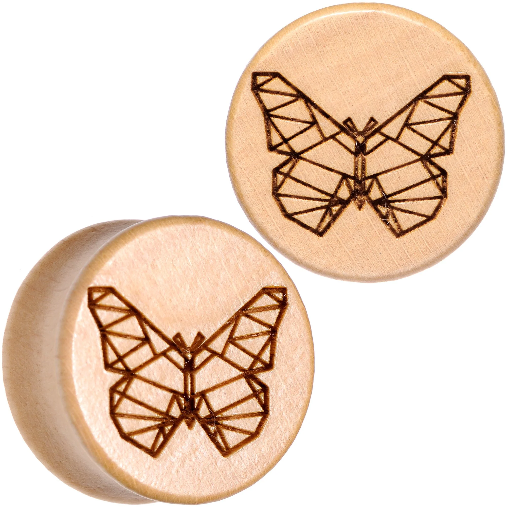 Organic Beechwood Geometric Butterfly Saddle Plug Set 0G to 25mm - Image 12