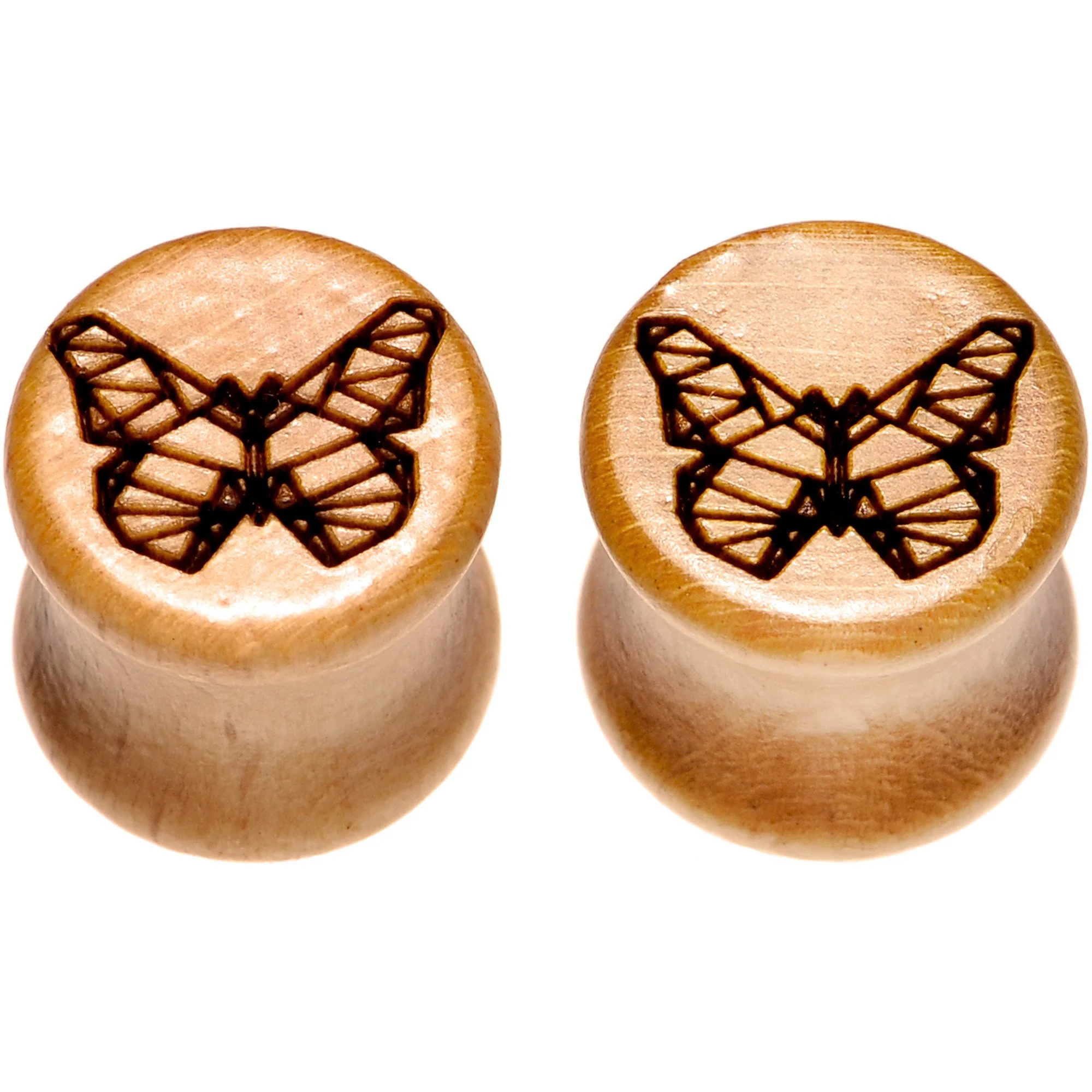 Organic Beechwood Geometric Butterfly Saddle Plug Set 0G to 25mm - Image 2