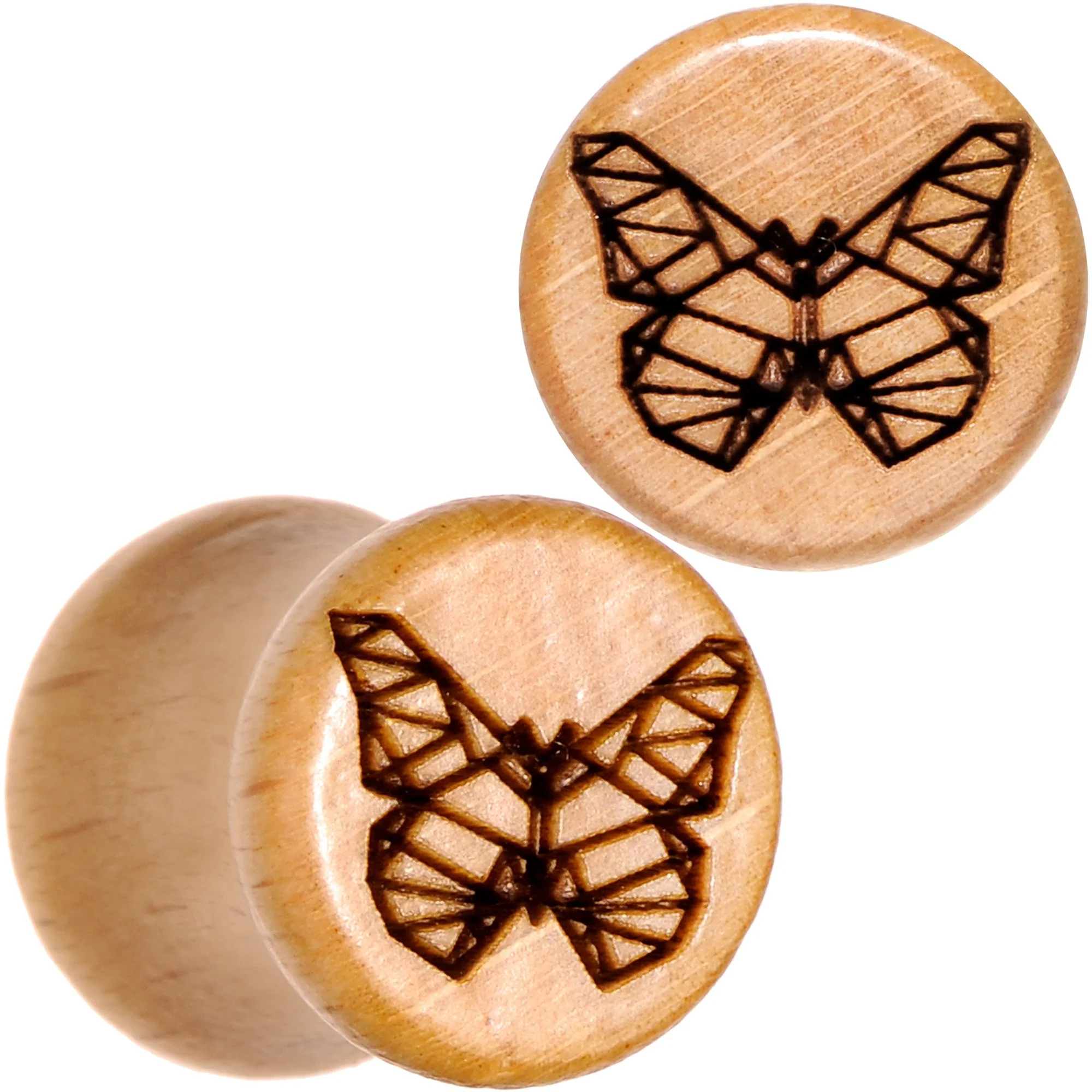 Organic Beechwood Geometric Butterfly Saddle Plug Set 0G to 25mm - Image 6