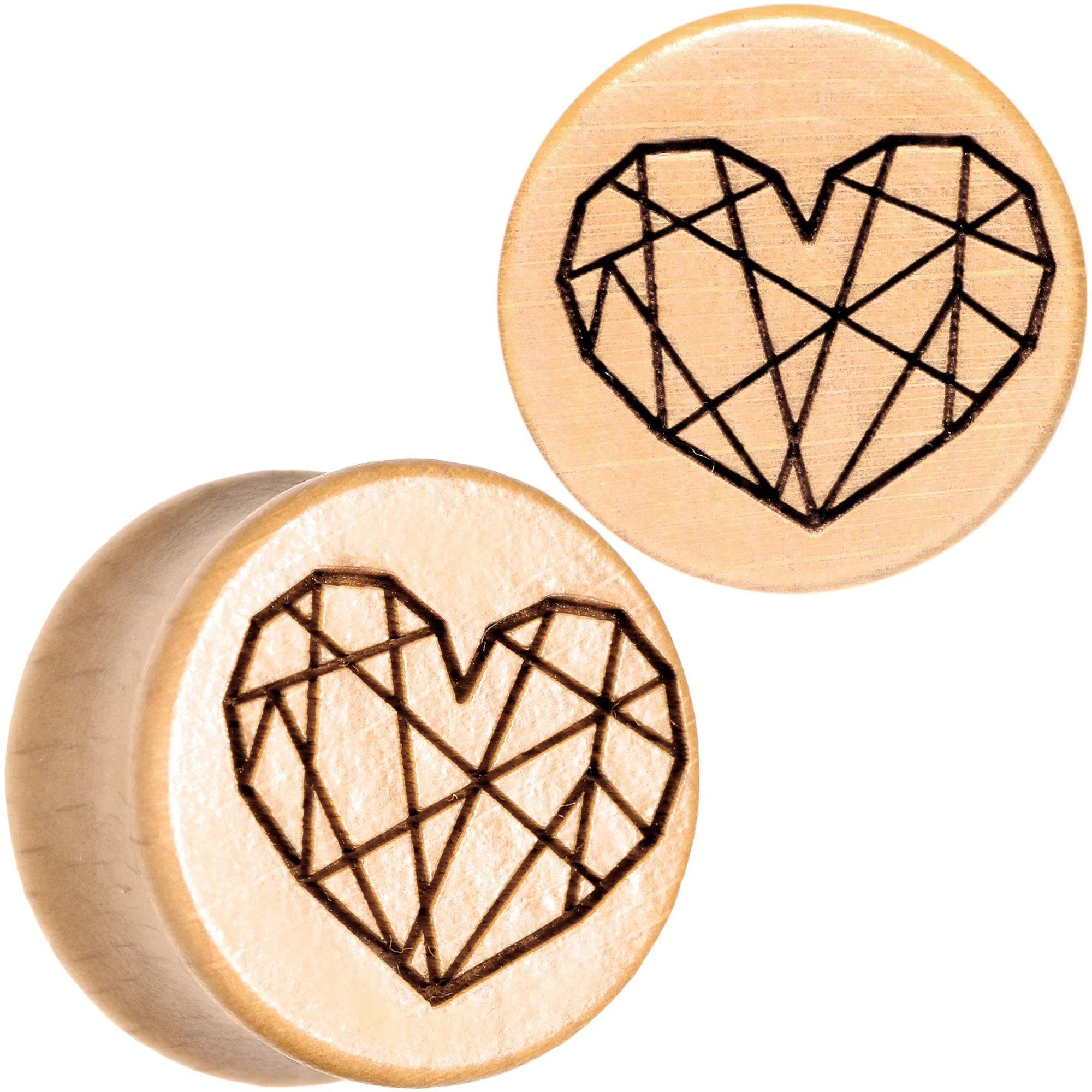 Organic Beechwood Geometric Heart Saddle Plug Set 0G to 25mm - Image 11