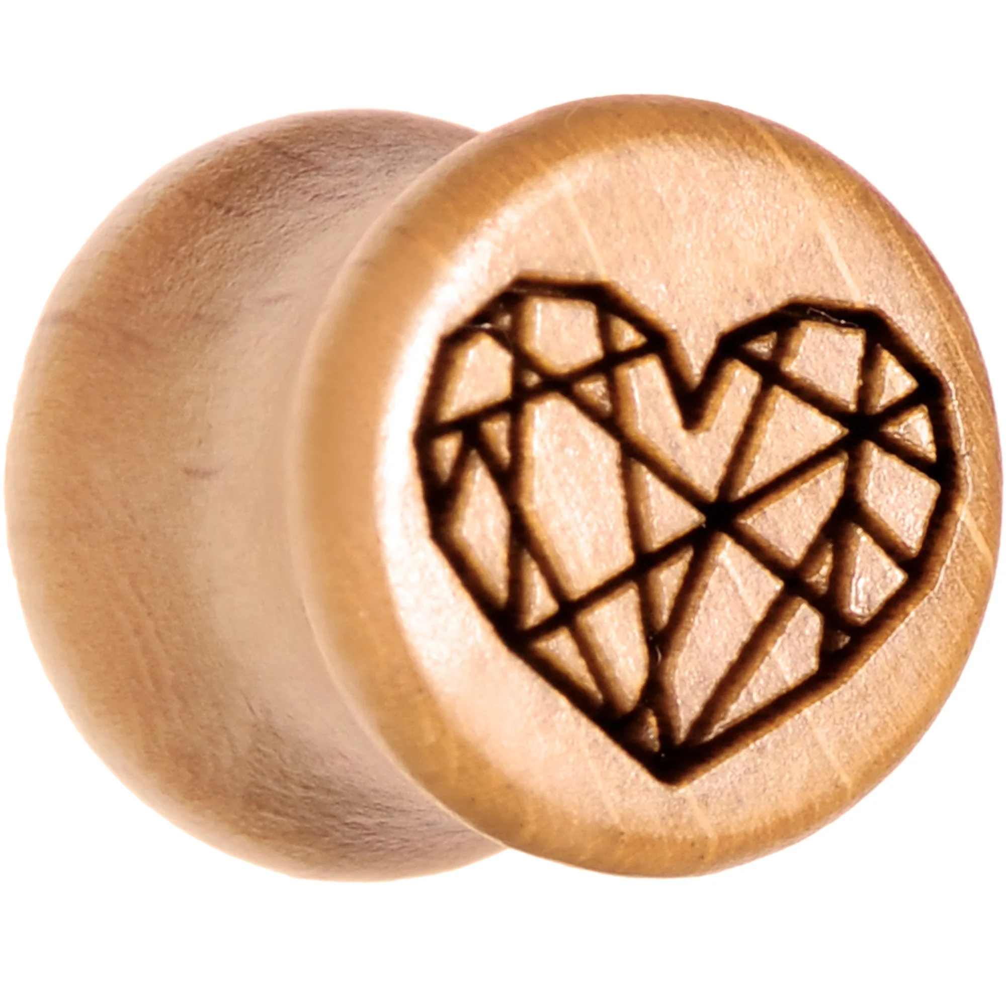 Organic Beechwood Geometric Heart Saddle Plug Set 0G to 25mm - Image 3