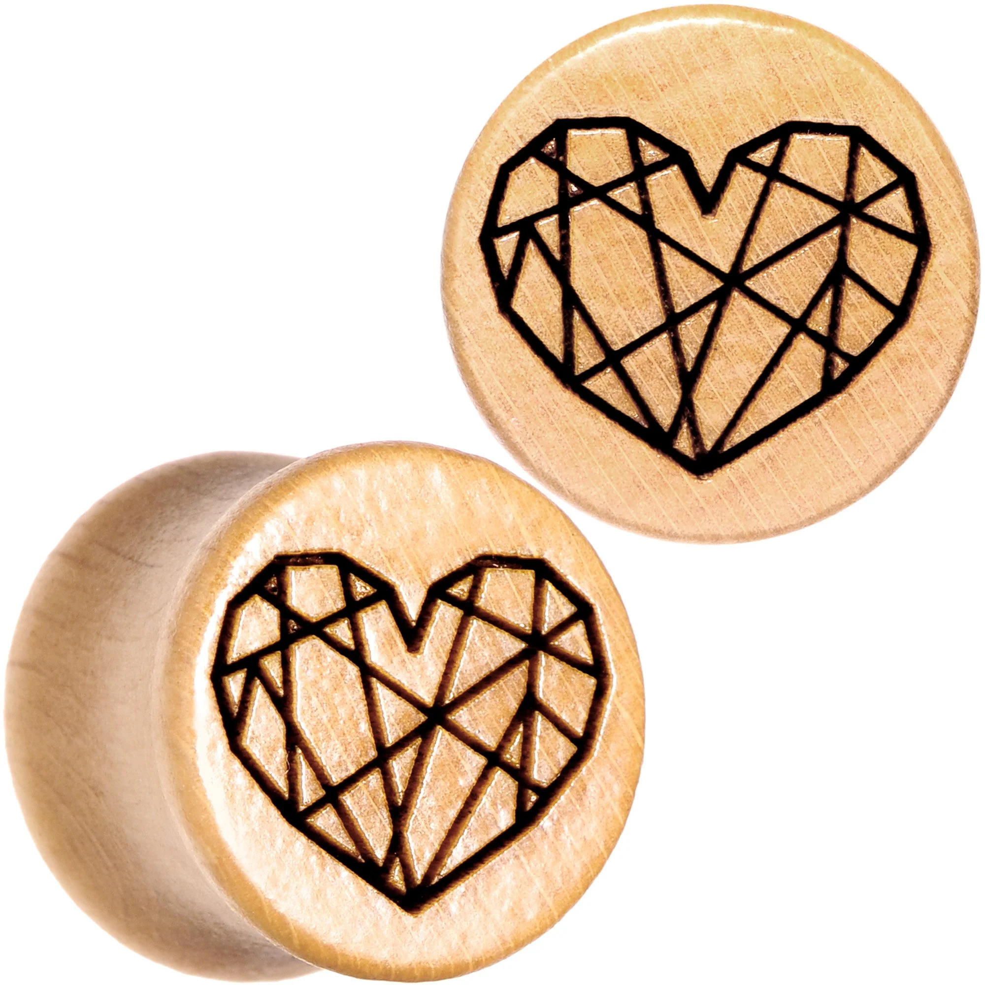 Organic Beechwood Geometric Heart Saddle Plug Set 0G to 25mm - Image 8