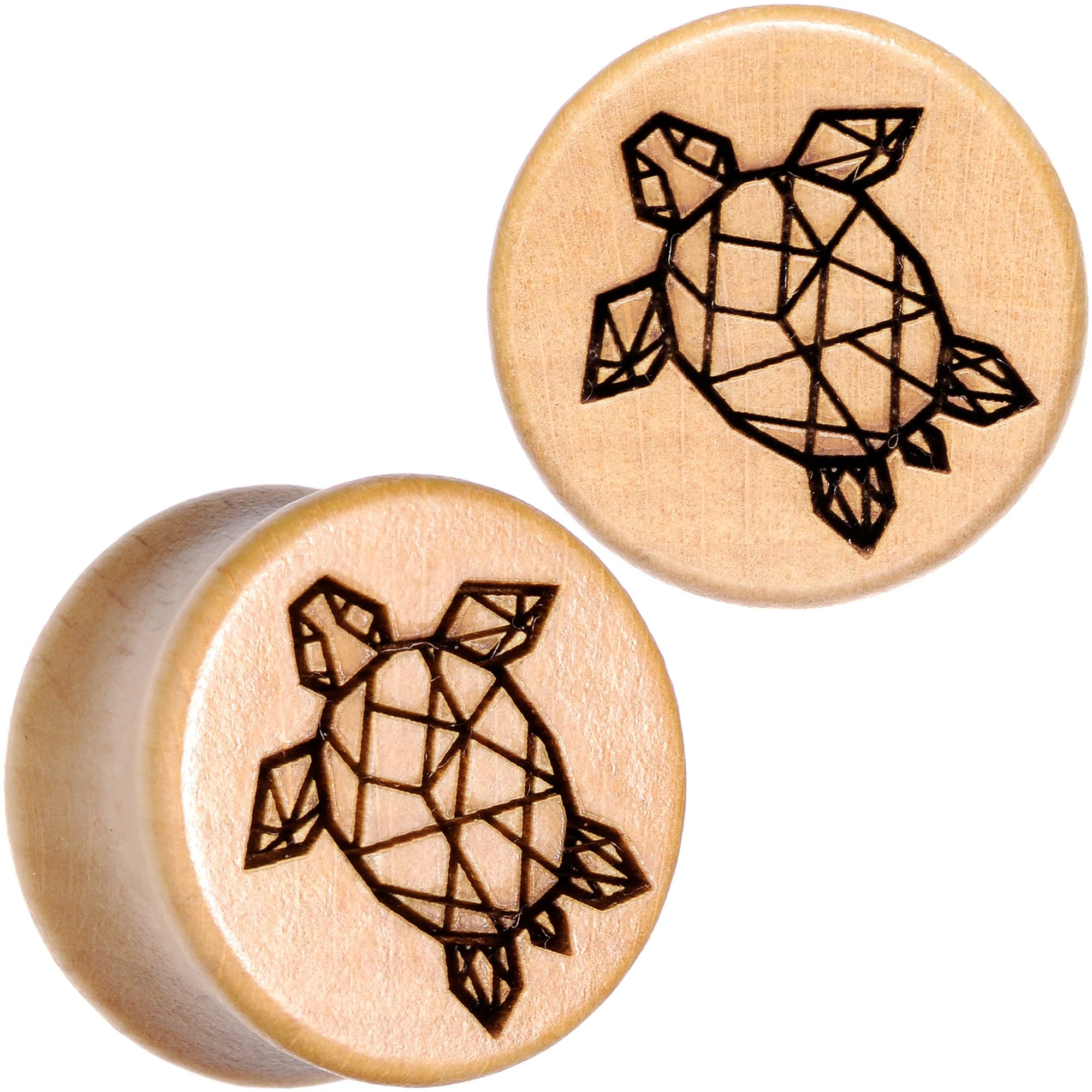 Organic Beechwood Geometric Turtle Saddle Plug Sett 0G to 25mm - Image 10