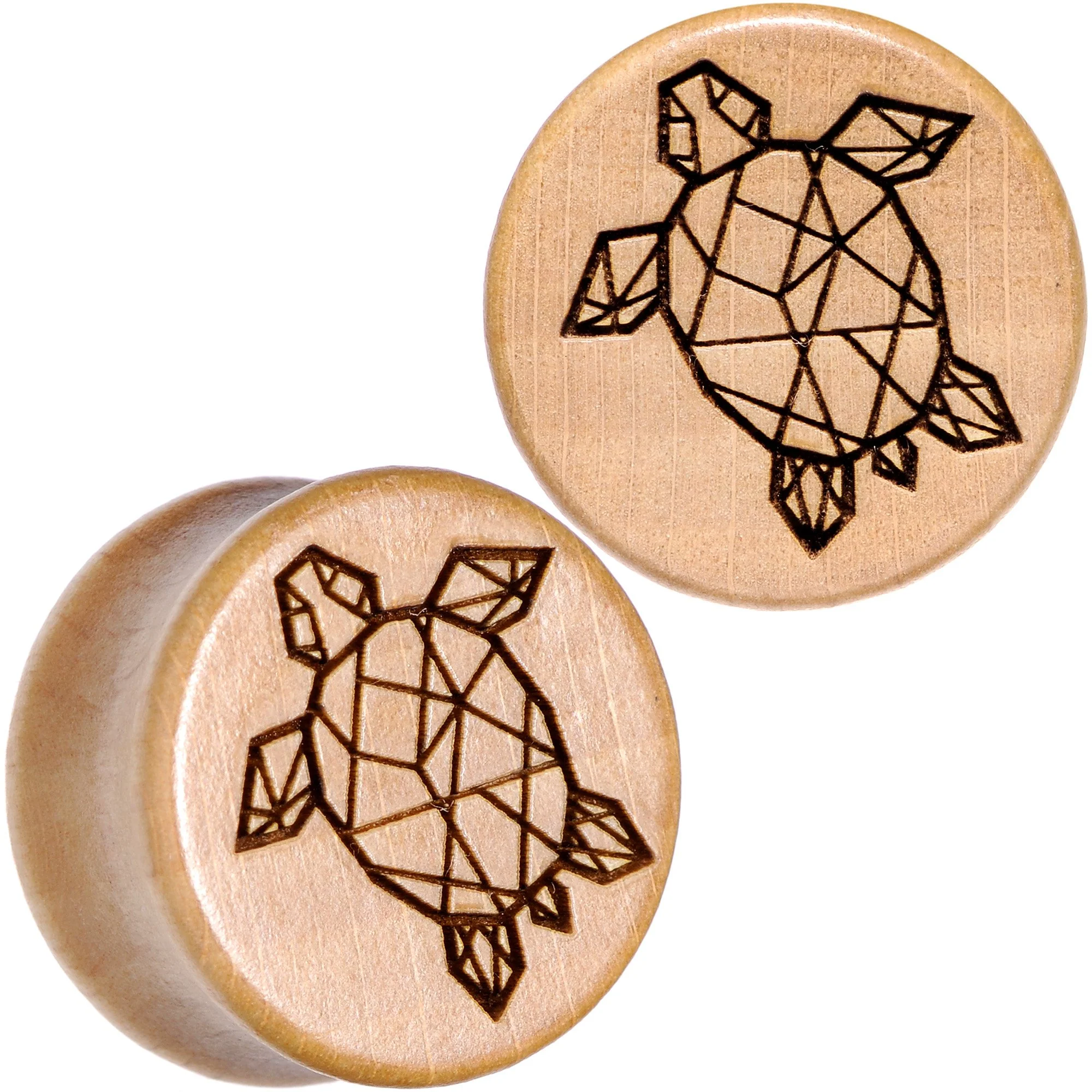 Organic Beechwood Geometric Turtle Saddle Plug Sett 0G to 25mm - Image 11