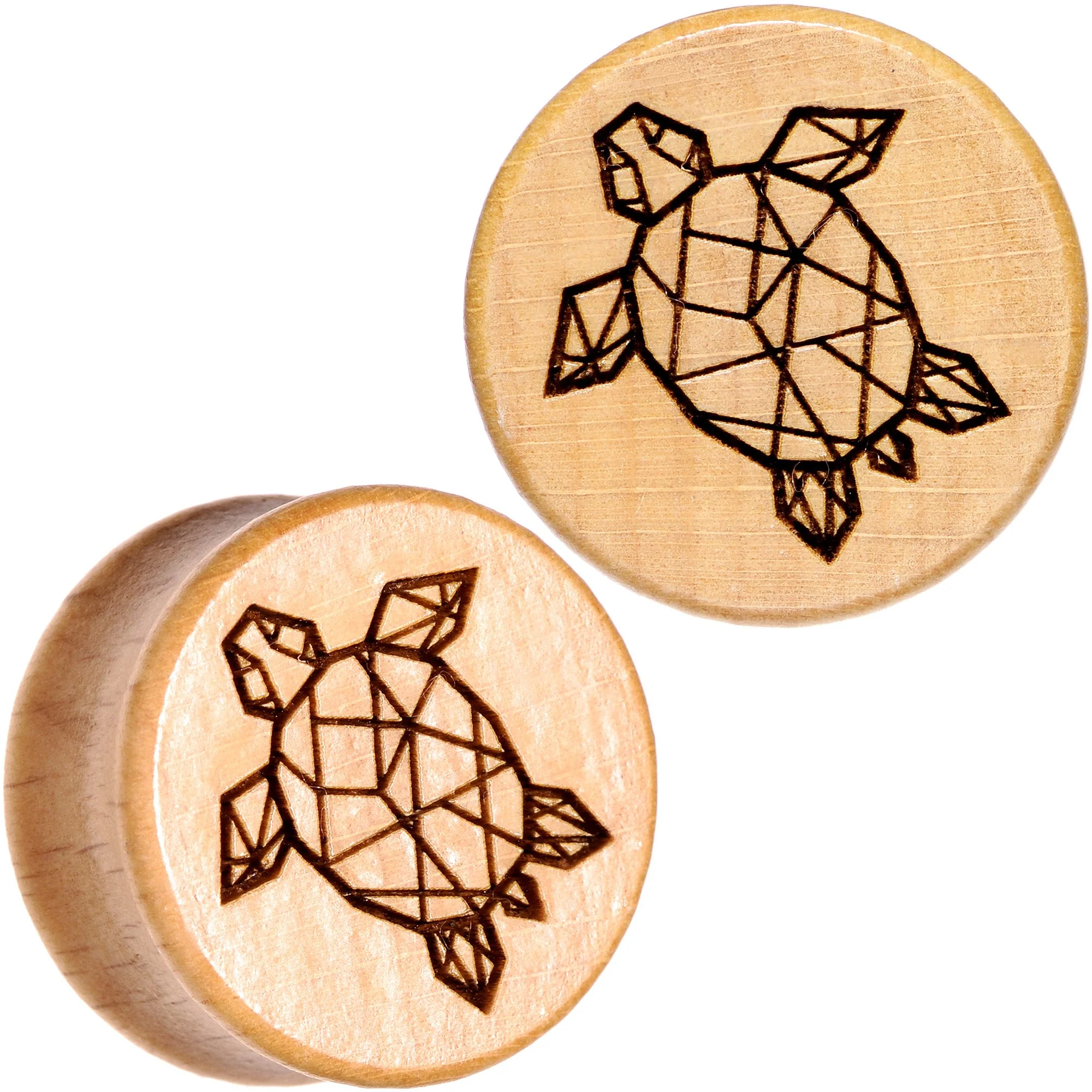 Organic Beechwood Geometric Turtle Saddle Plug Sett 0G to 25mm - Image 12