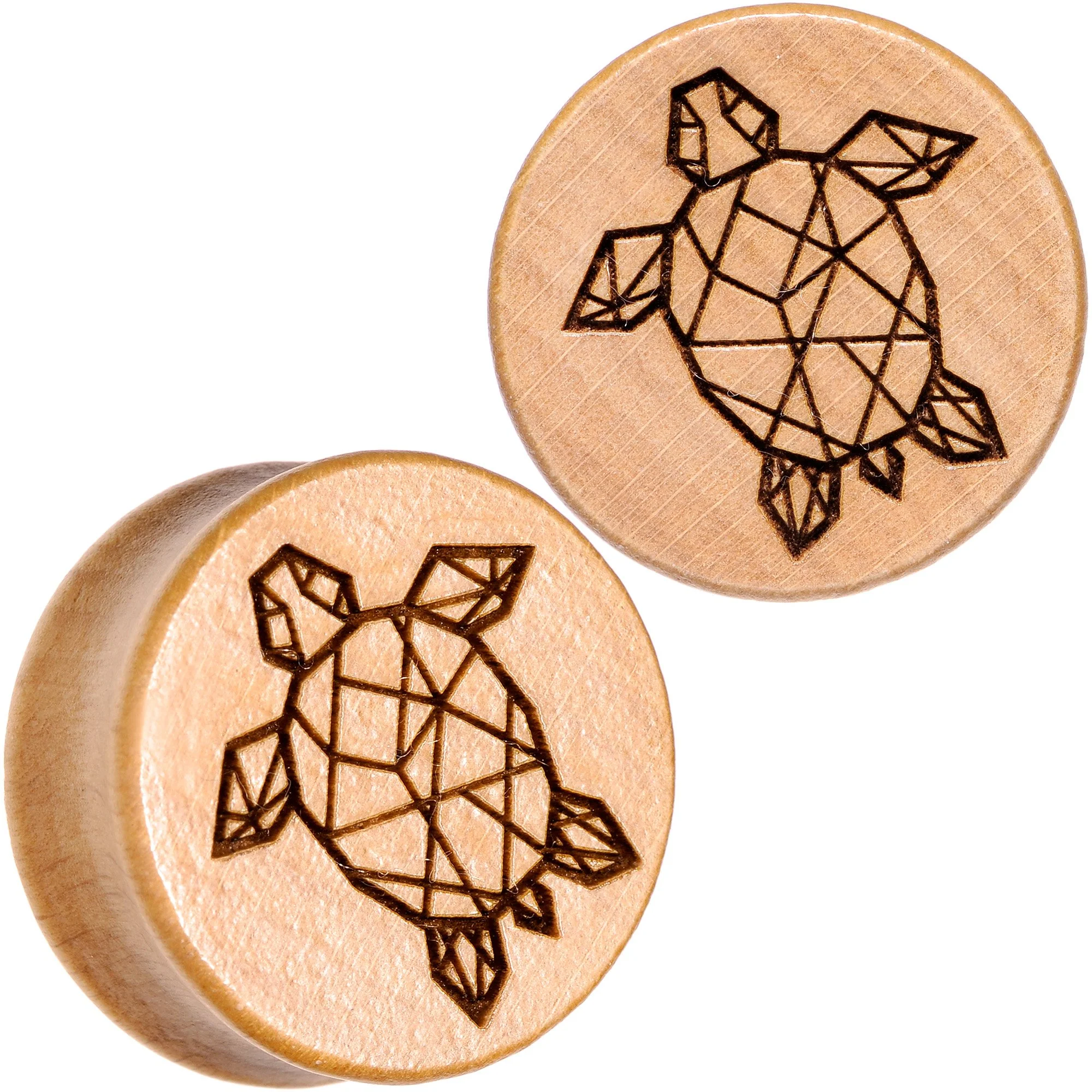 Organic Beechwood Geometric Turtle Saddle Plug Sett 0G to 25mm - Image 13