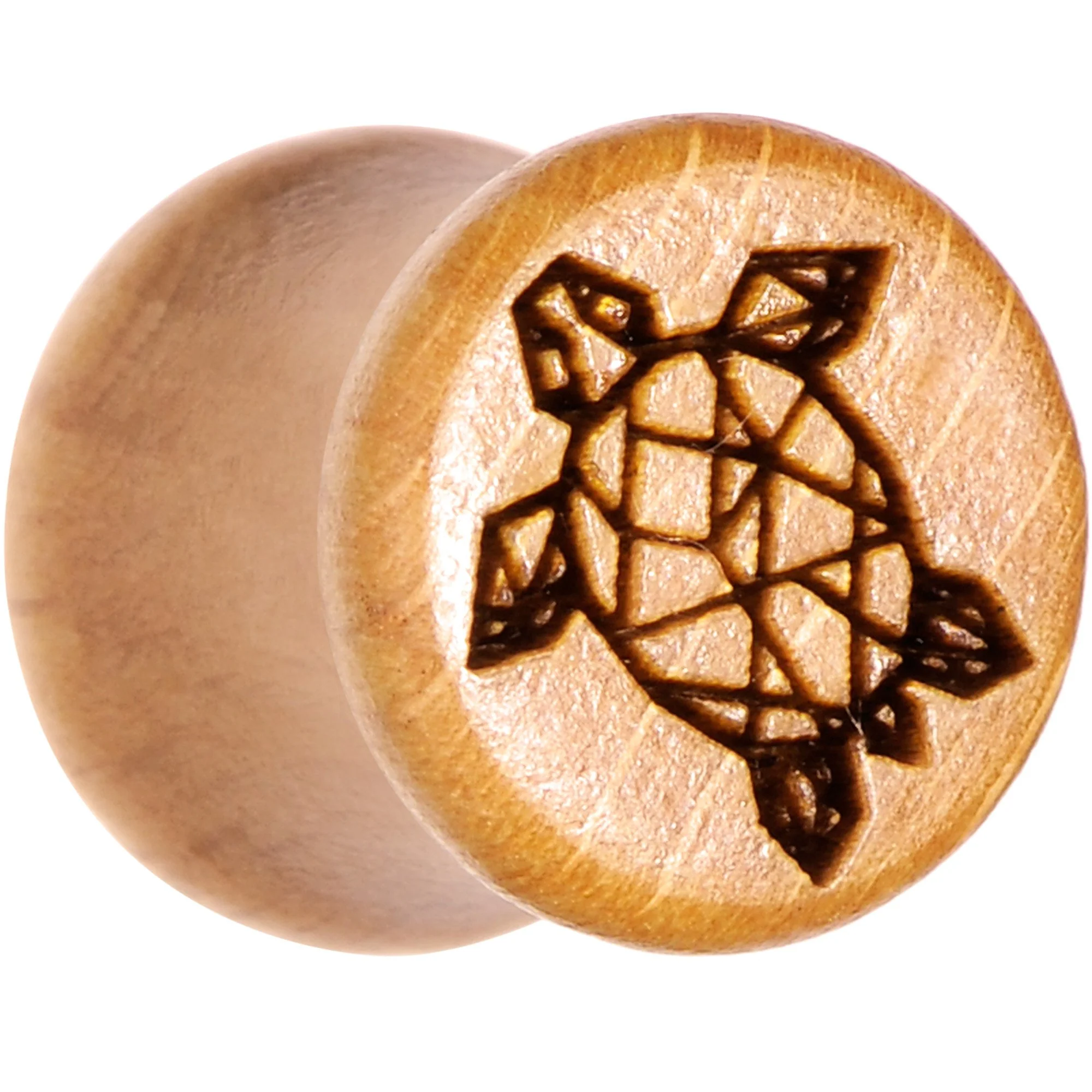 Organic Beechwood Geometric Turtle Saddle Plug Sett 0G to 25mm - Image 3