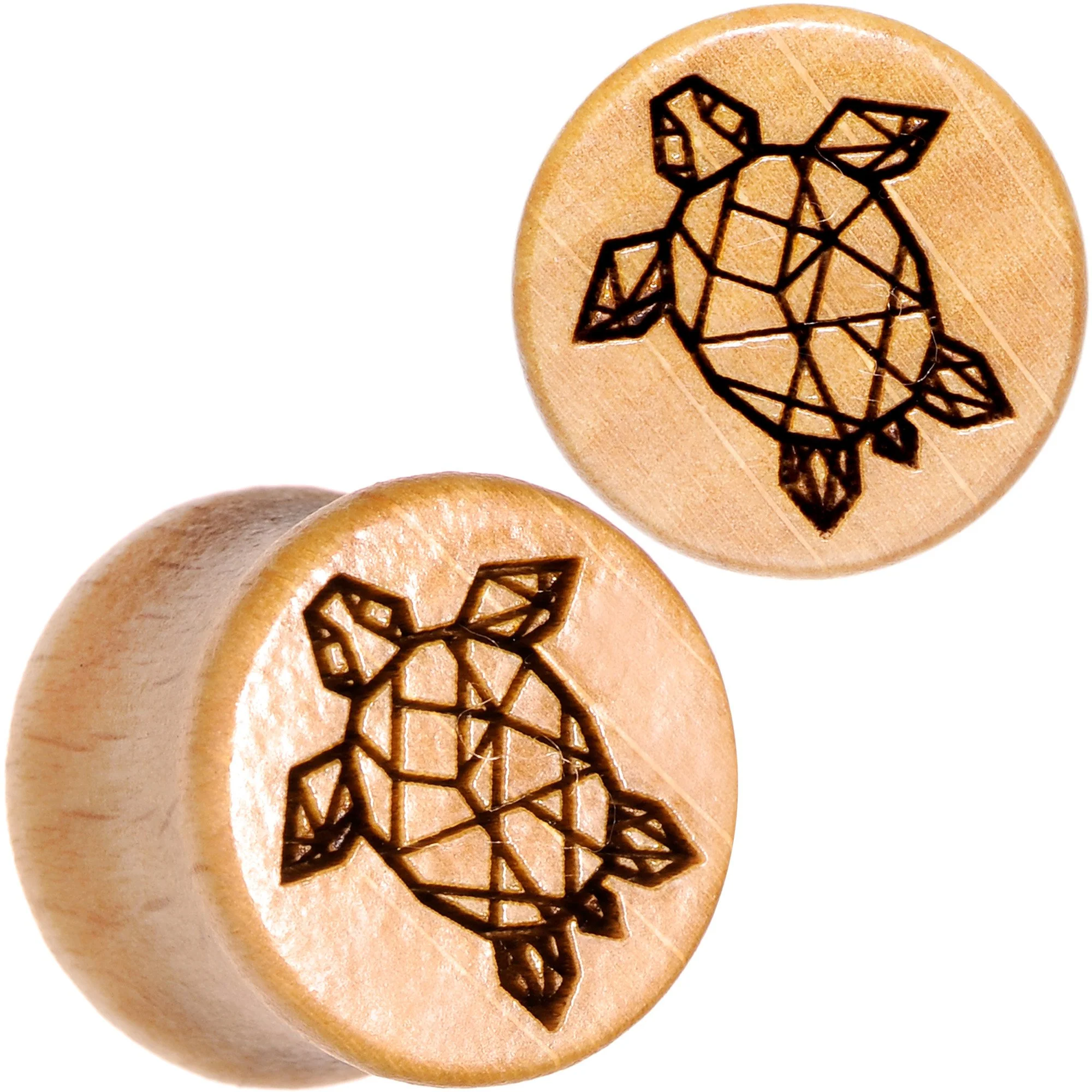 Organic Beechwood Geometric Turtle Saddle Plug Sett 0G to 25mm - Image 8