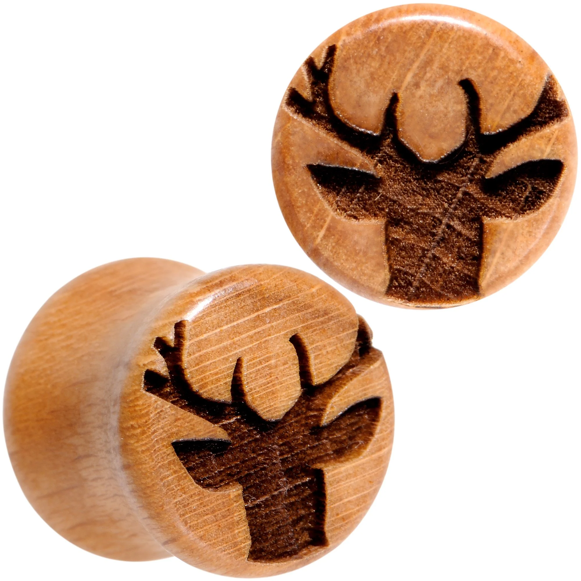 Organic Beechwood Holiday Antler Deer Saddle Plug Set Sizes 8mm to 25mm - Image 2