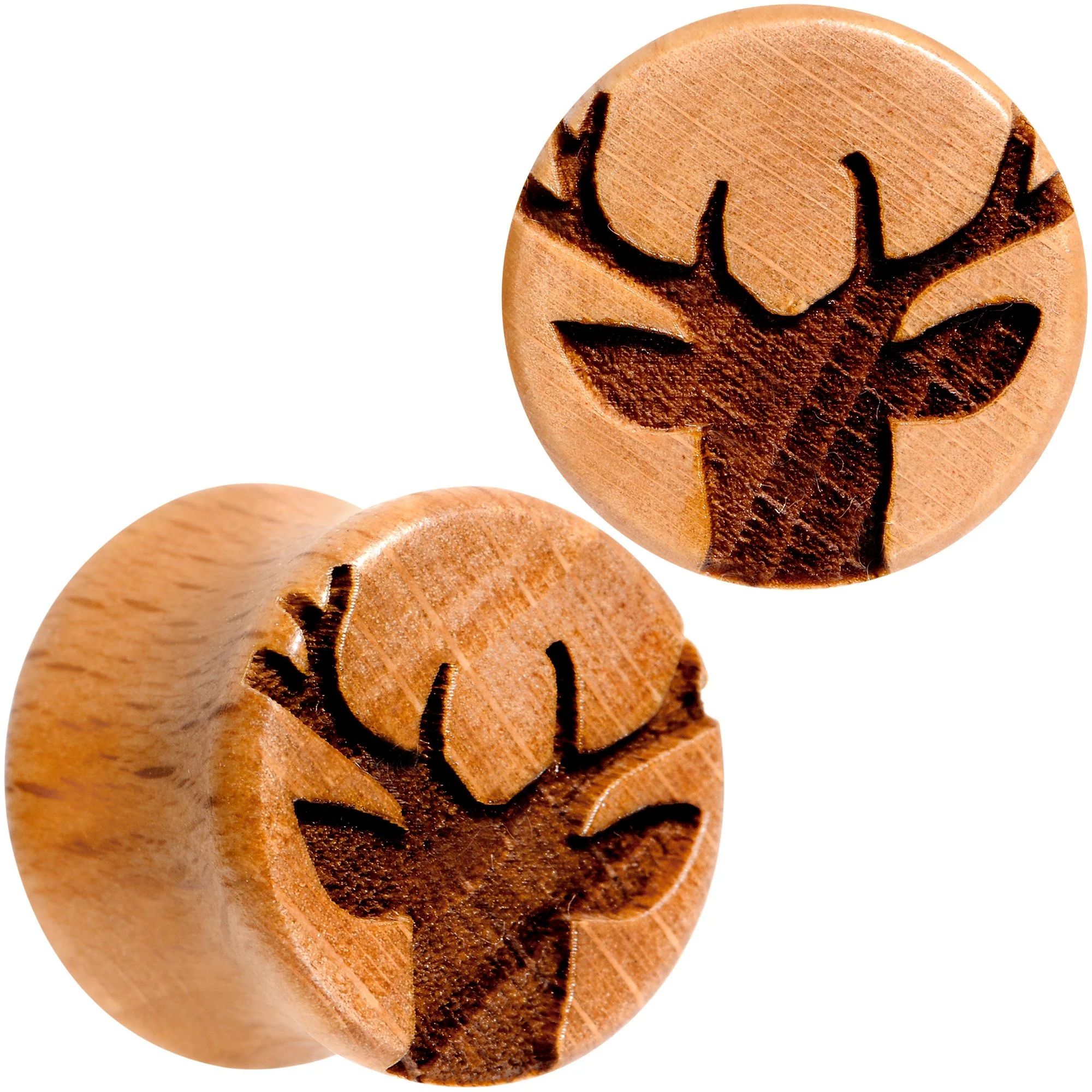 Organic Beechwood Holiday Antler Deer Saddle Plug Set Sizes 8mm to 25mm - Image 3