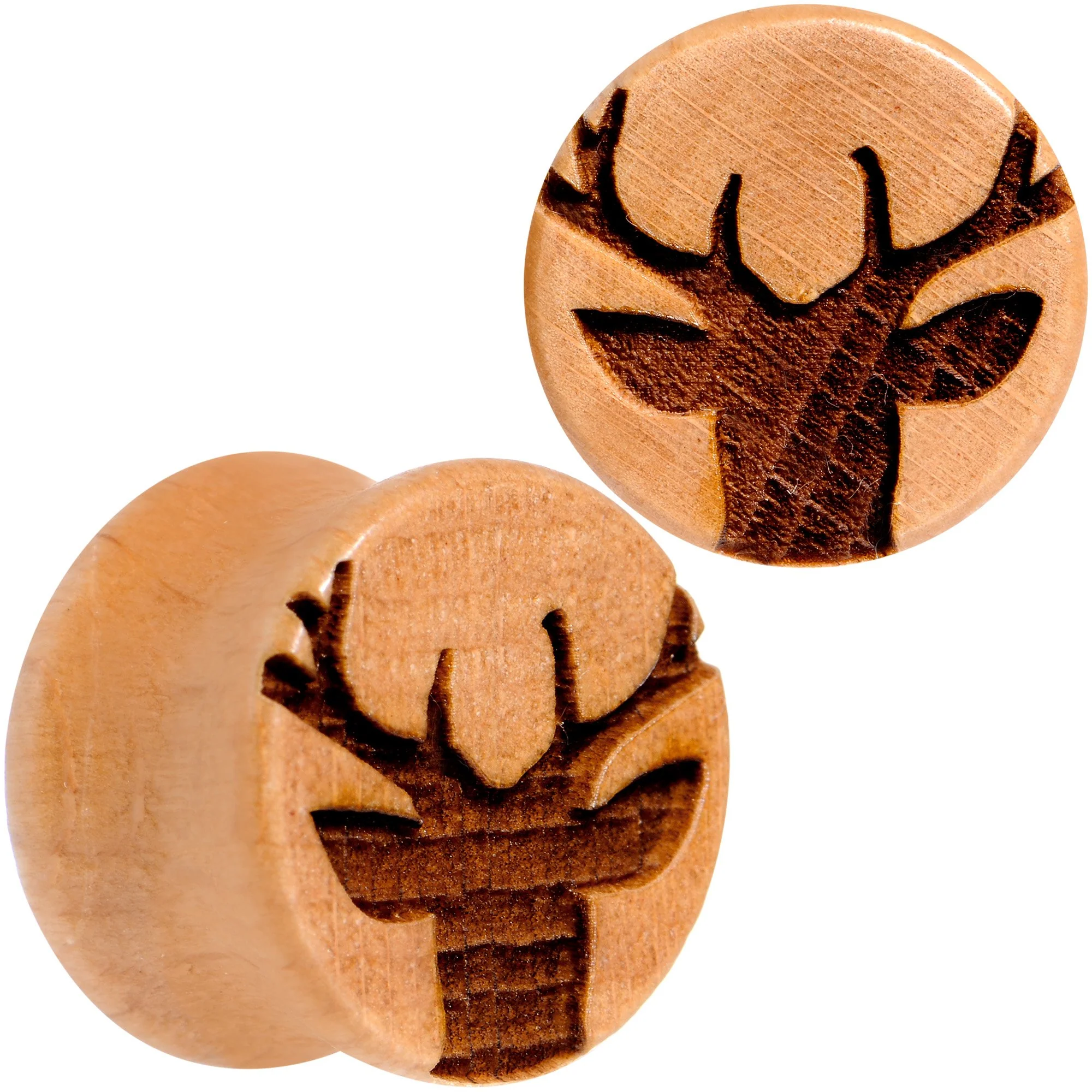 Organic Beechwood Holiday Antler Deer Saddle Plug Set Sizes 8mm to 25mm - Image 4