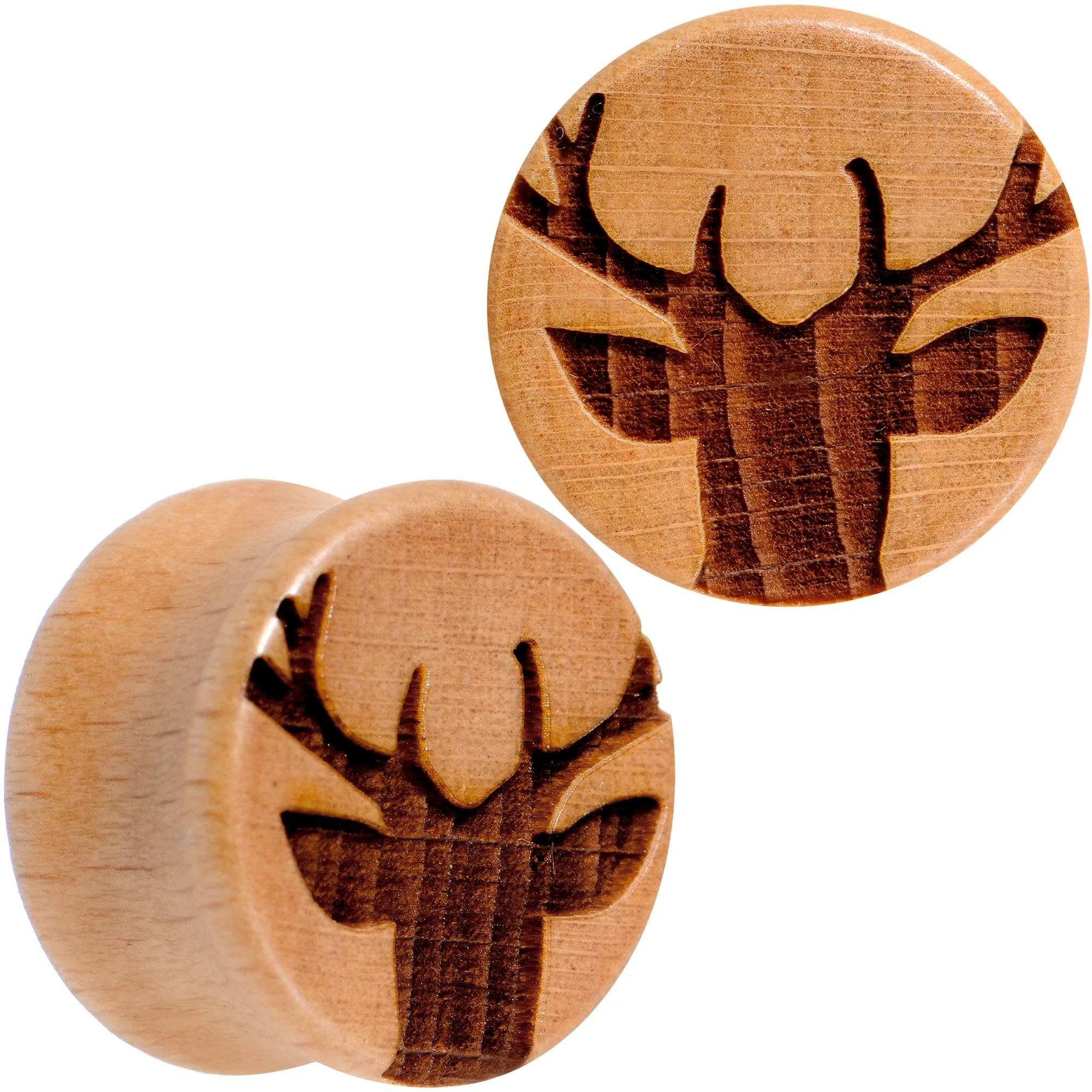 Organic Beechwood Holiday Antler Deer Saddle Plug Set Sizes 8mm to 25mm - Image 5