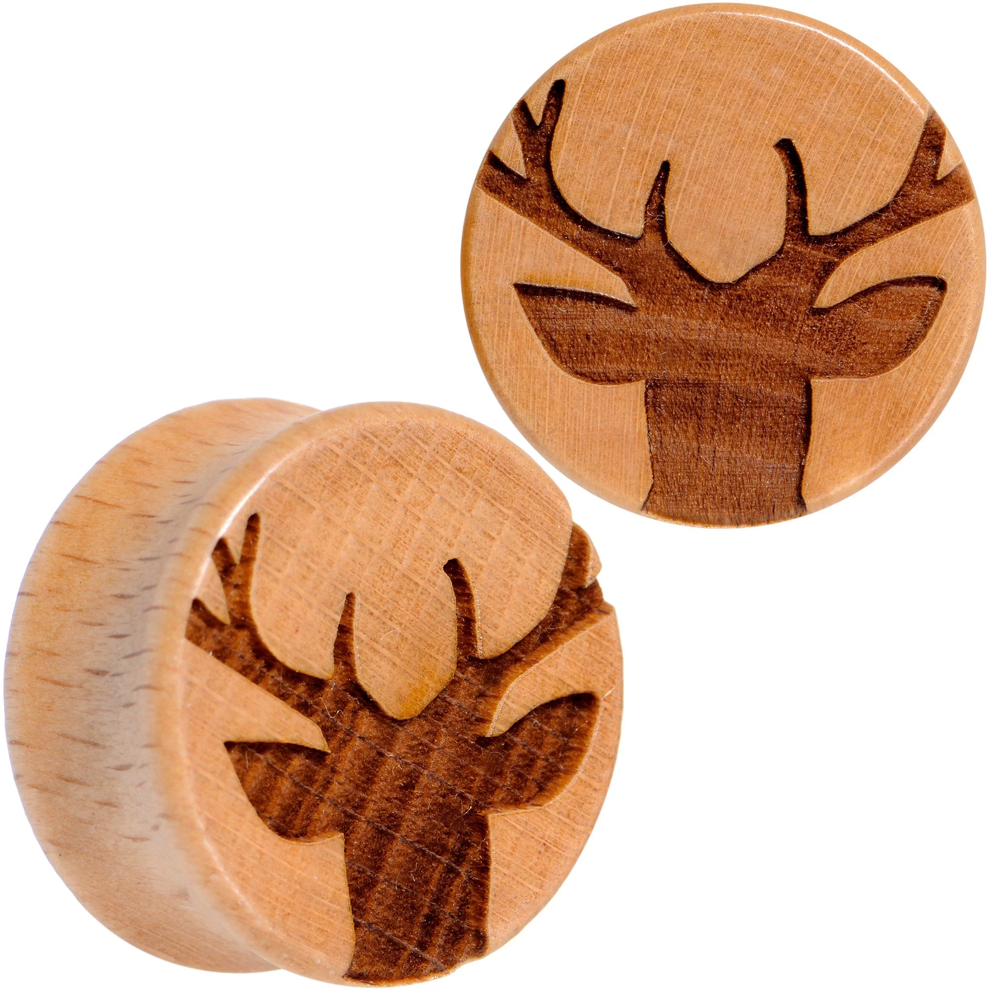 Organic Beechwood Holiday Antler Deer Saddle Plug Set Sizes 8mm to 25mm - Image 6