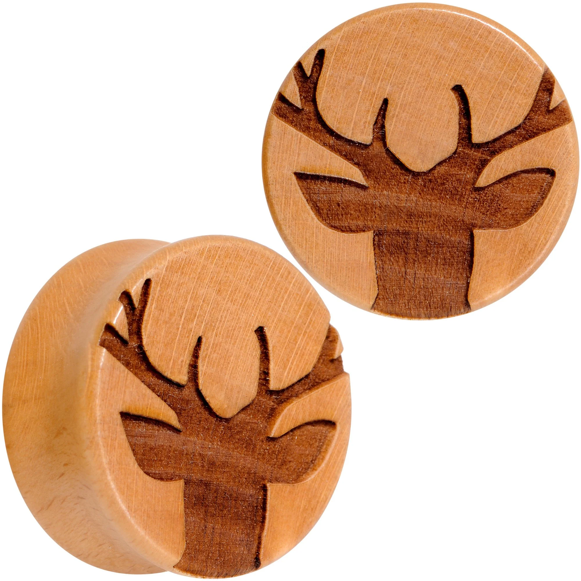 Organic Beechwood Holiday Antler Deer Saddle Plug Set Sizes 8mm to 25mm - Image 7