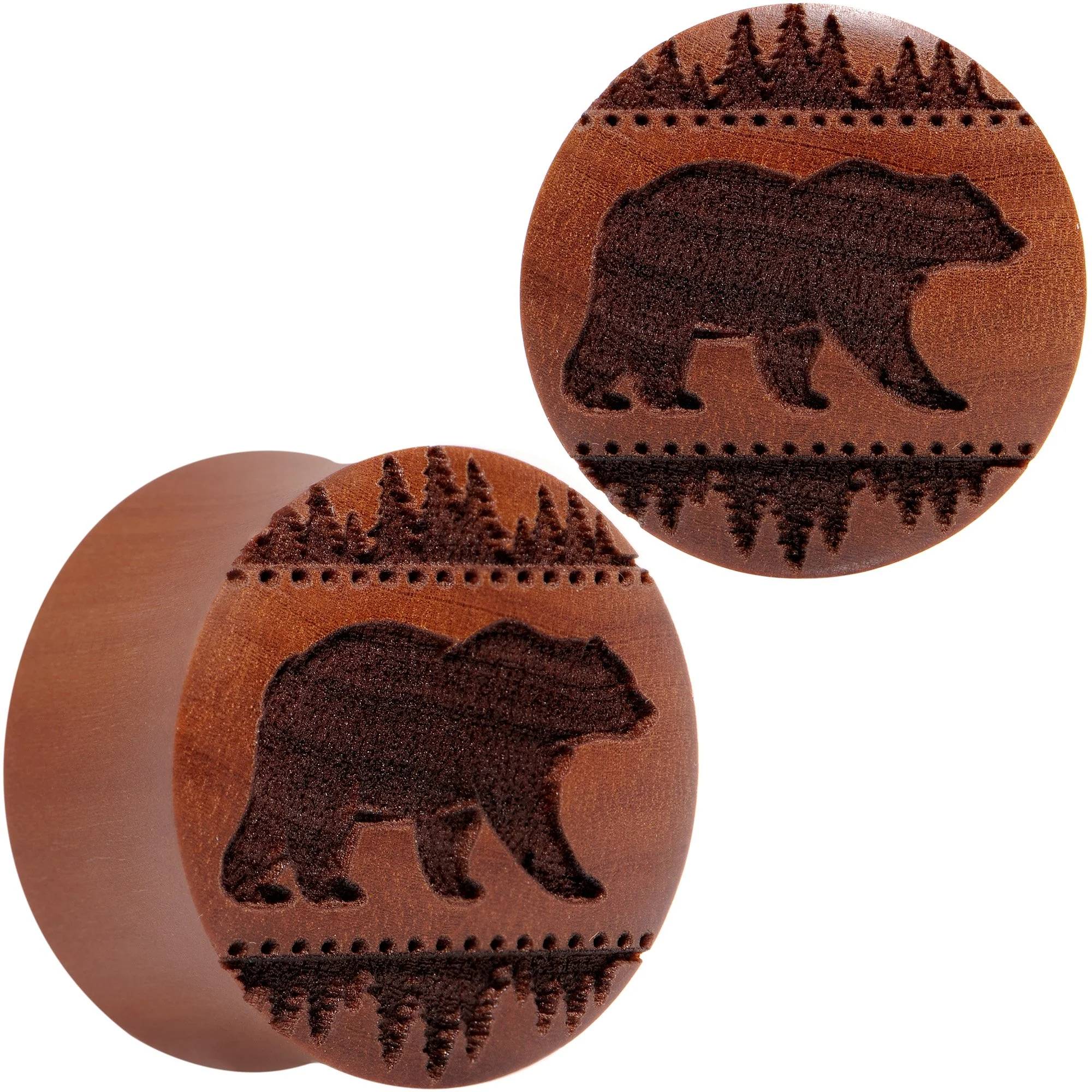 Organic Sawo Wood Holiday Bear in the Woods Saddle Plug Set Sizes 8mm to 25mm - Image 2