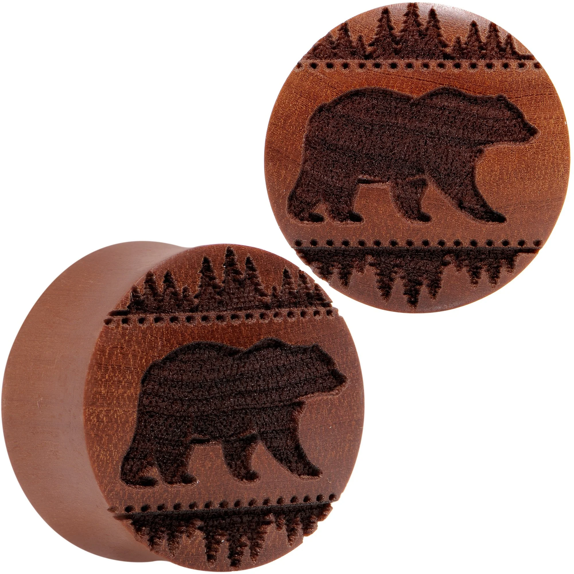 Organic Sawo Wood Holiday Bear in the Woods Saddle Plug Set Sizes 8mm to 25mm - Image 3