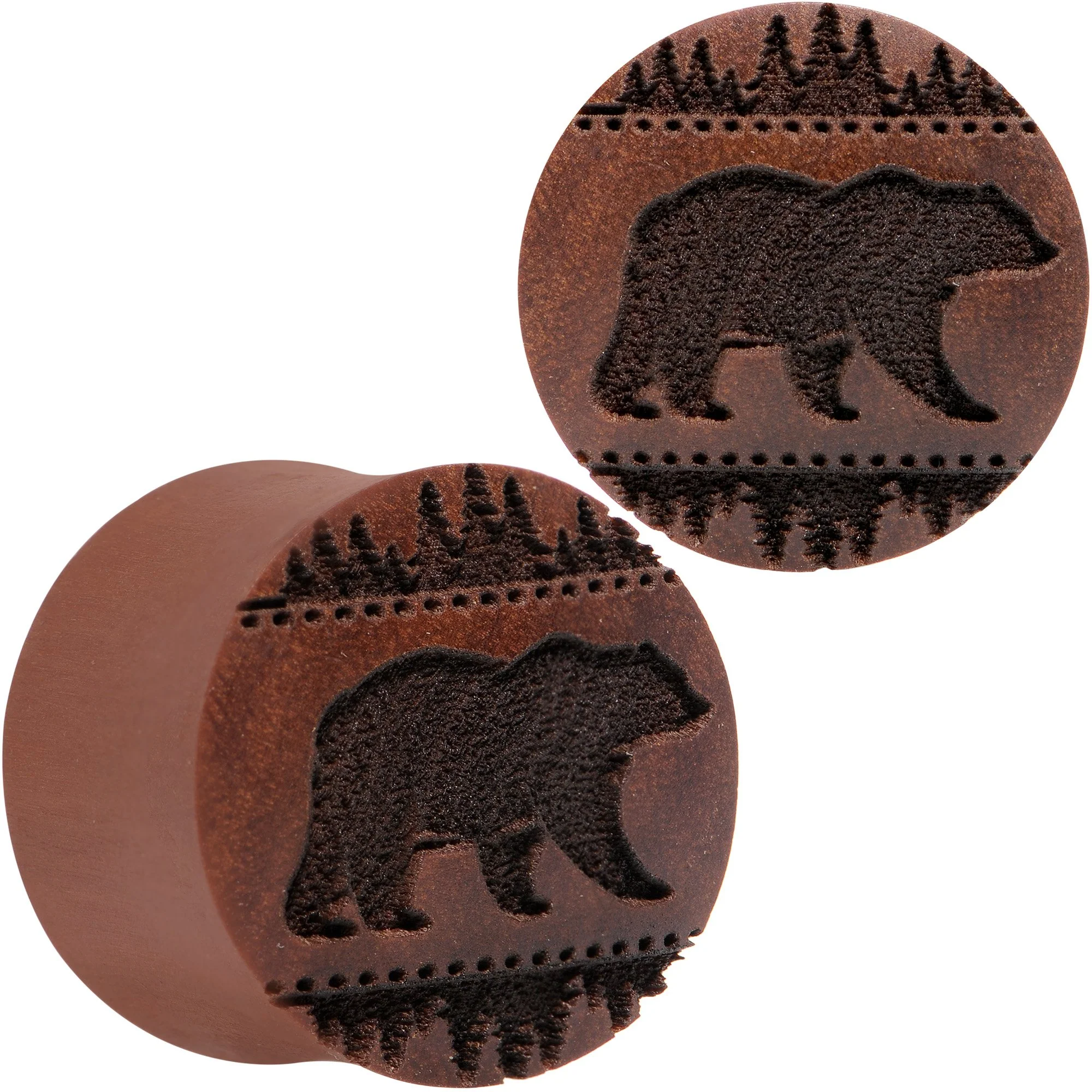 Organic Sawo Wood Holiday Bear in the Woods Saddle Plug Set Sizes 8mm to 25mm - Image 4