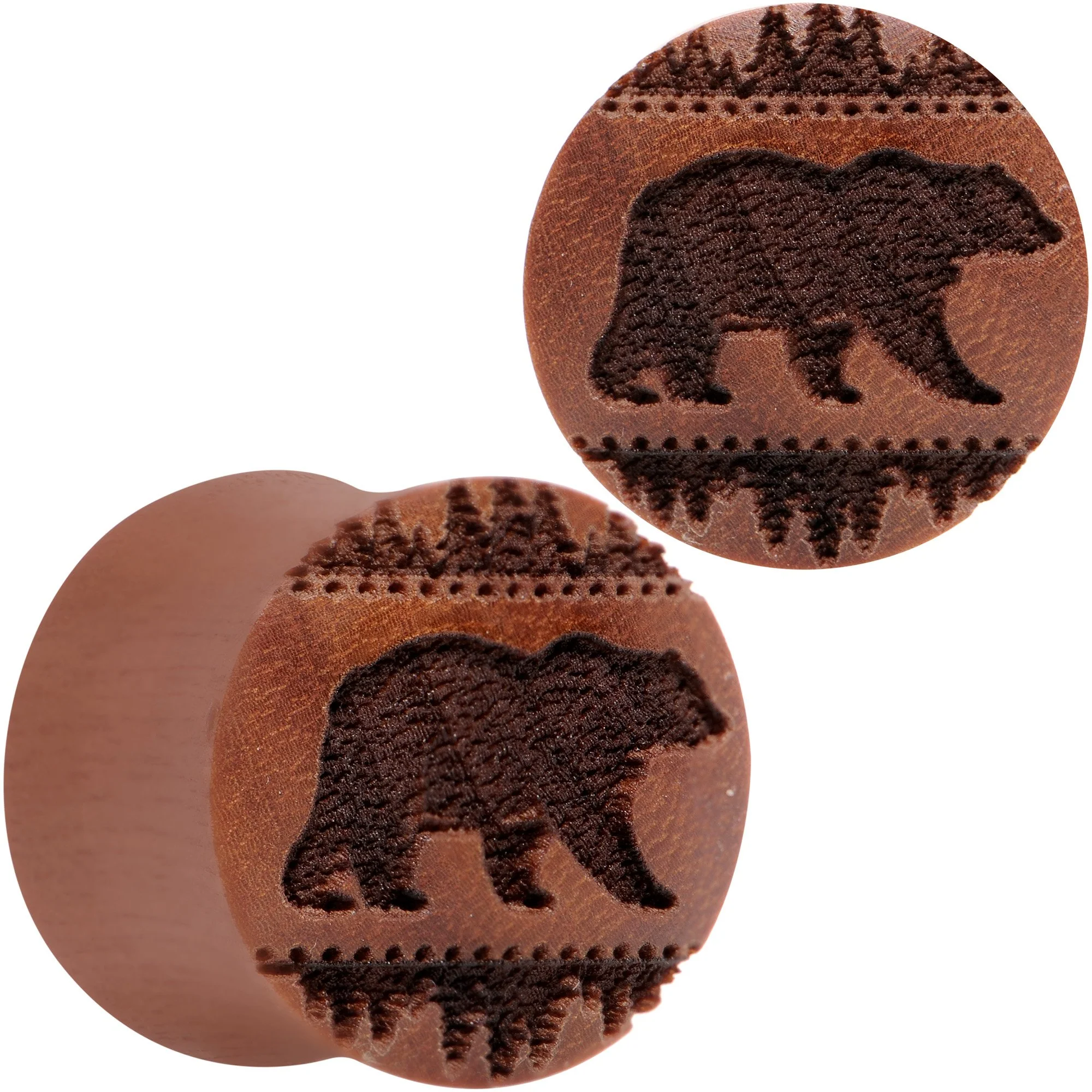 Organic Sawo Wood Holiday Bear in the Woods Saddle Plug Set Sizes 8mm to 25mm - Image 5