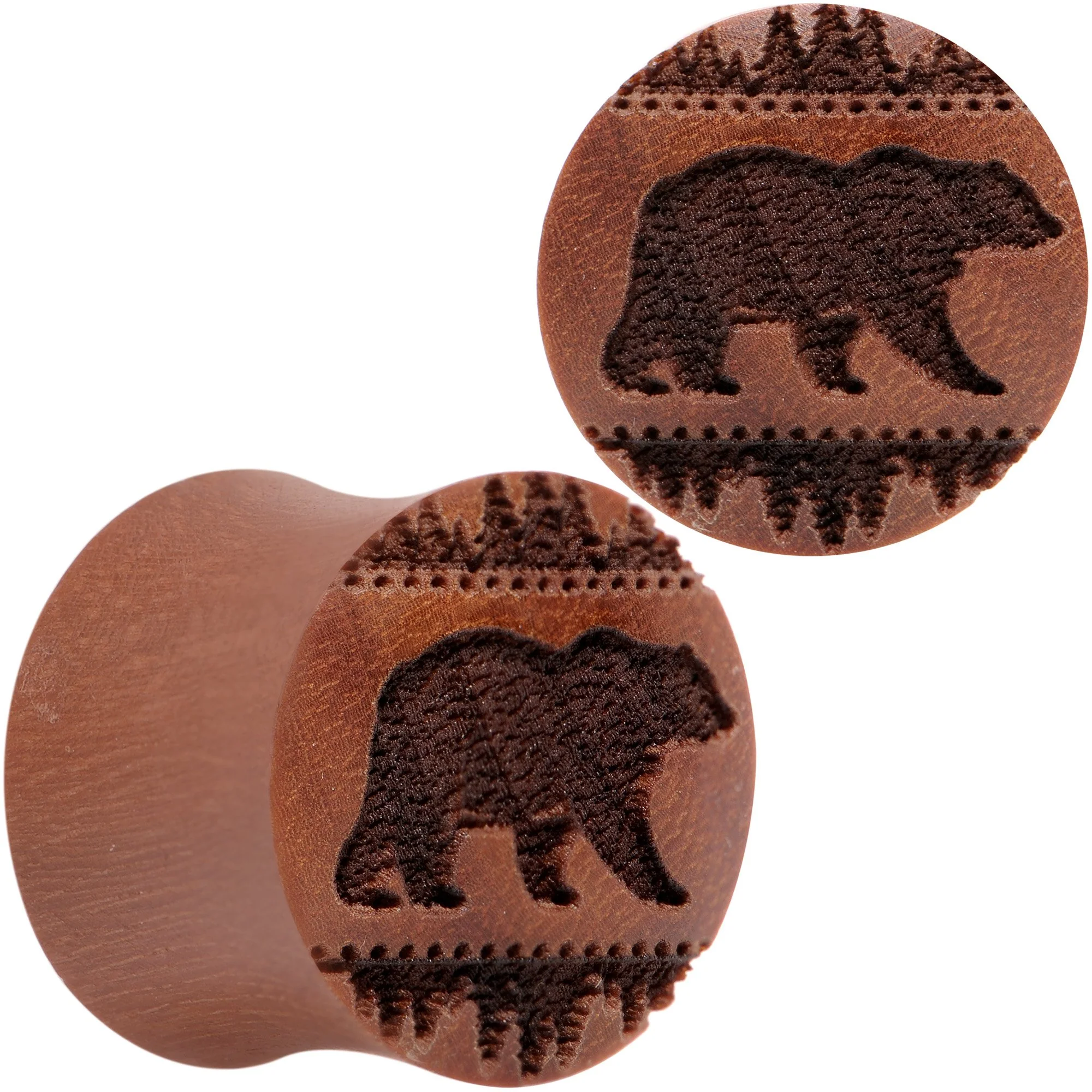 Organic Sawo Wood Holiday Bear in the Woods Saddle Plug Set Sizes 8mm to 25mm - Image 6