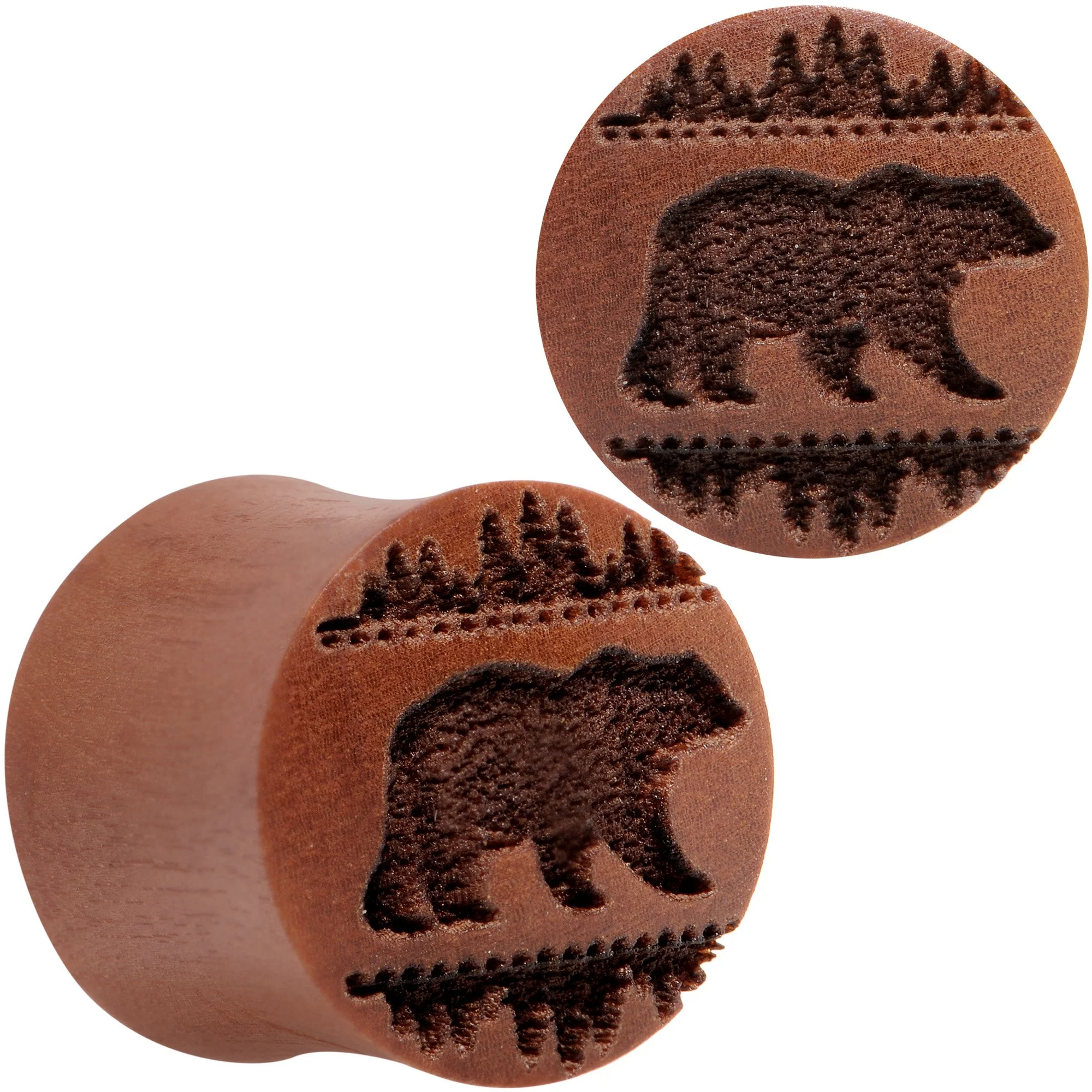 Organic Sawo Wood Holiday Bear in the Woods Saddle Plug Set Sizes 8mm to 25mm - Image 7