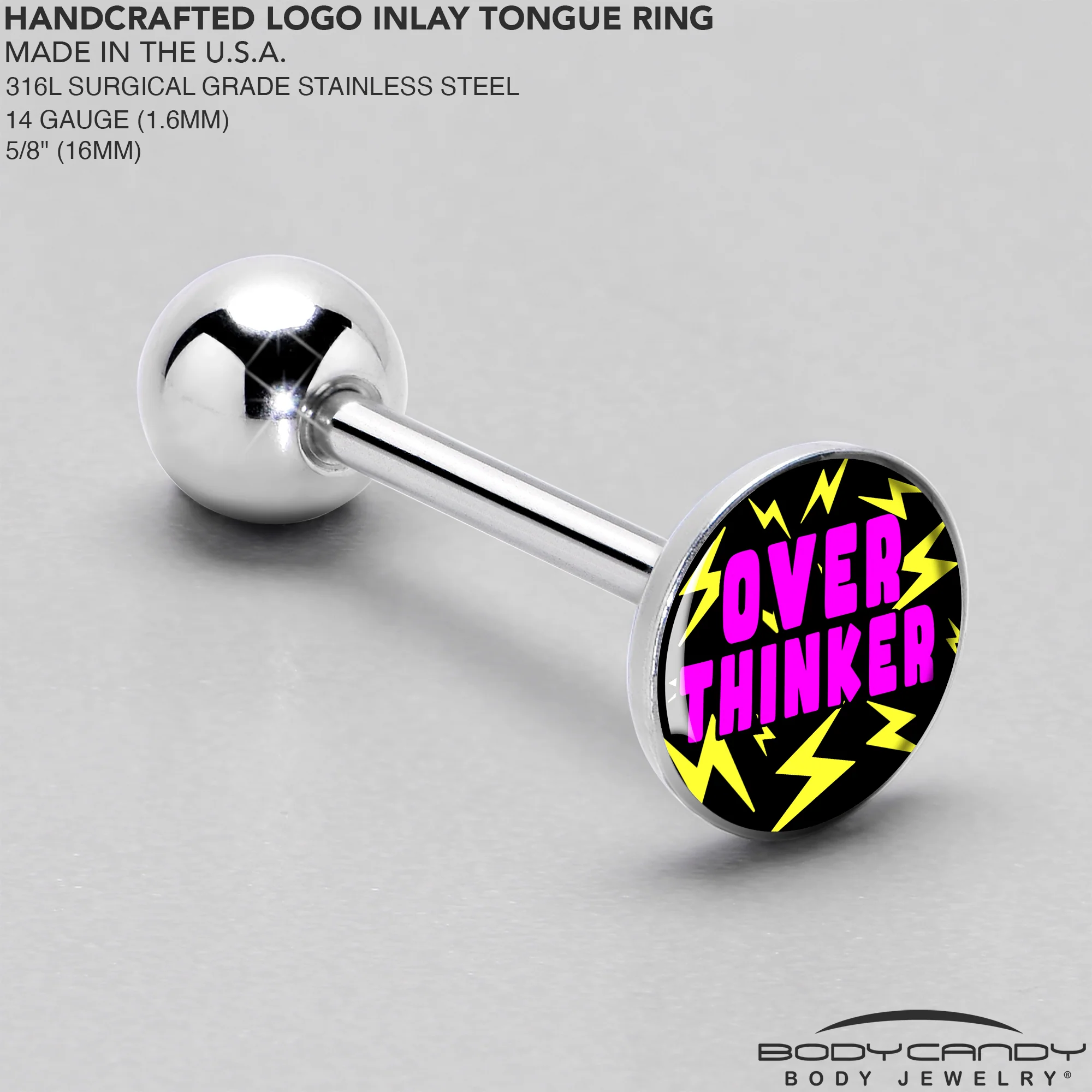 Over Thinker Impact Barbell Tongue Ring by Onyx O - Image 4