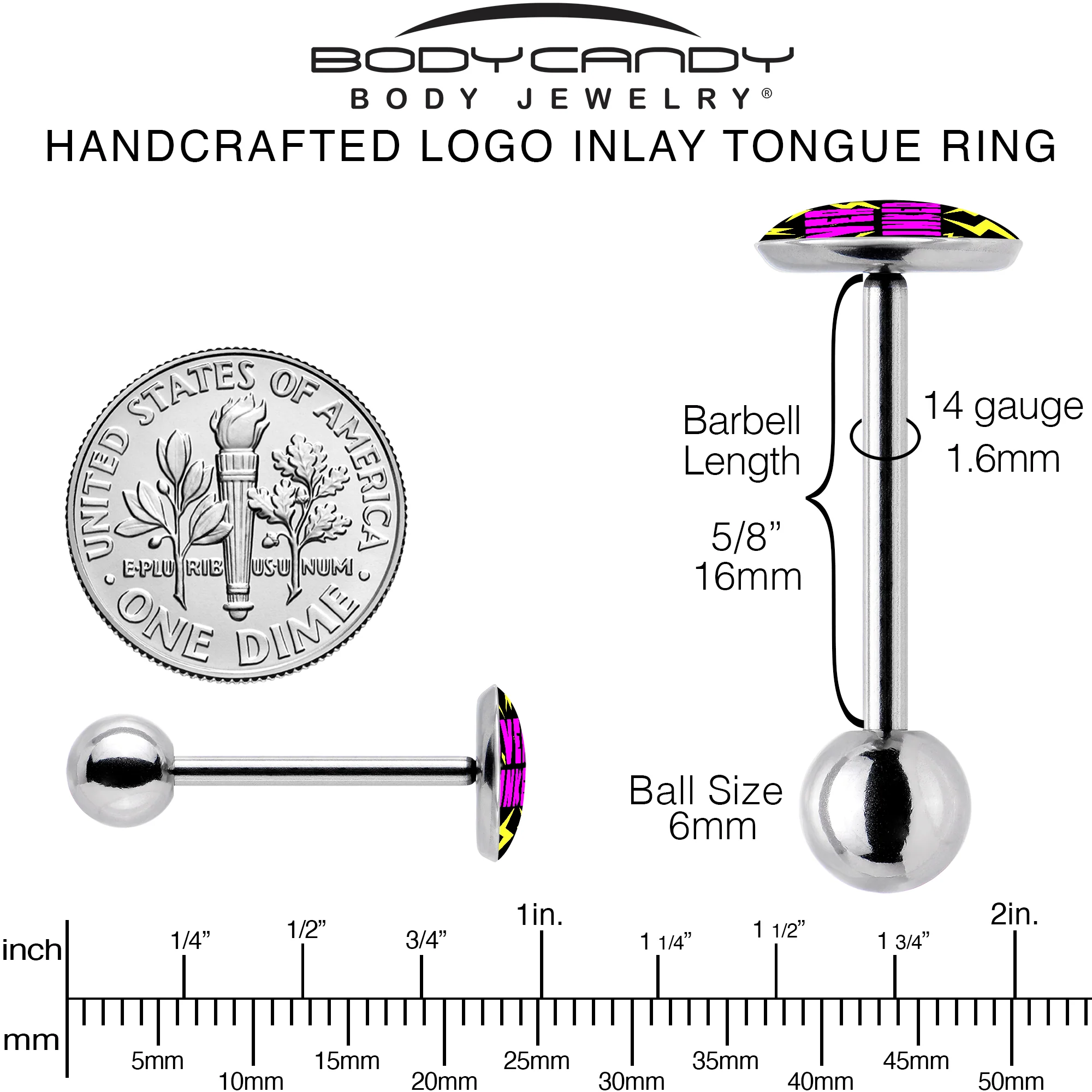 Over Thinker Impact Barbell Tongue Ring by Onyx O - Image 5