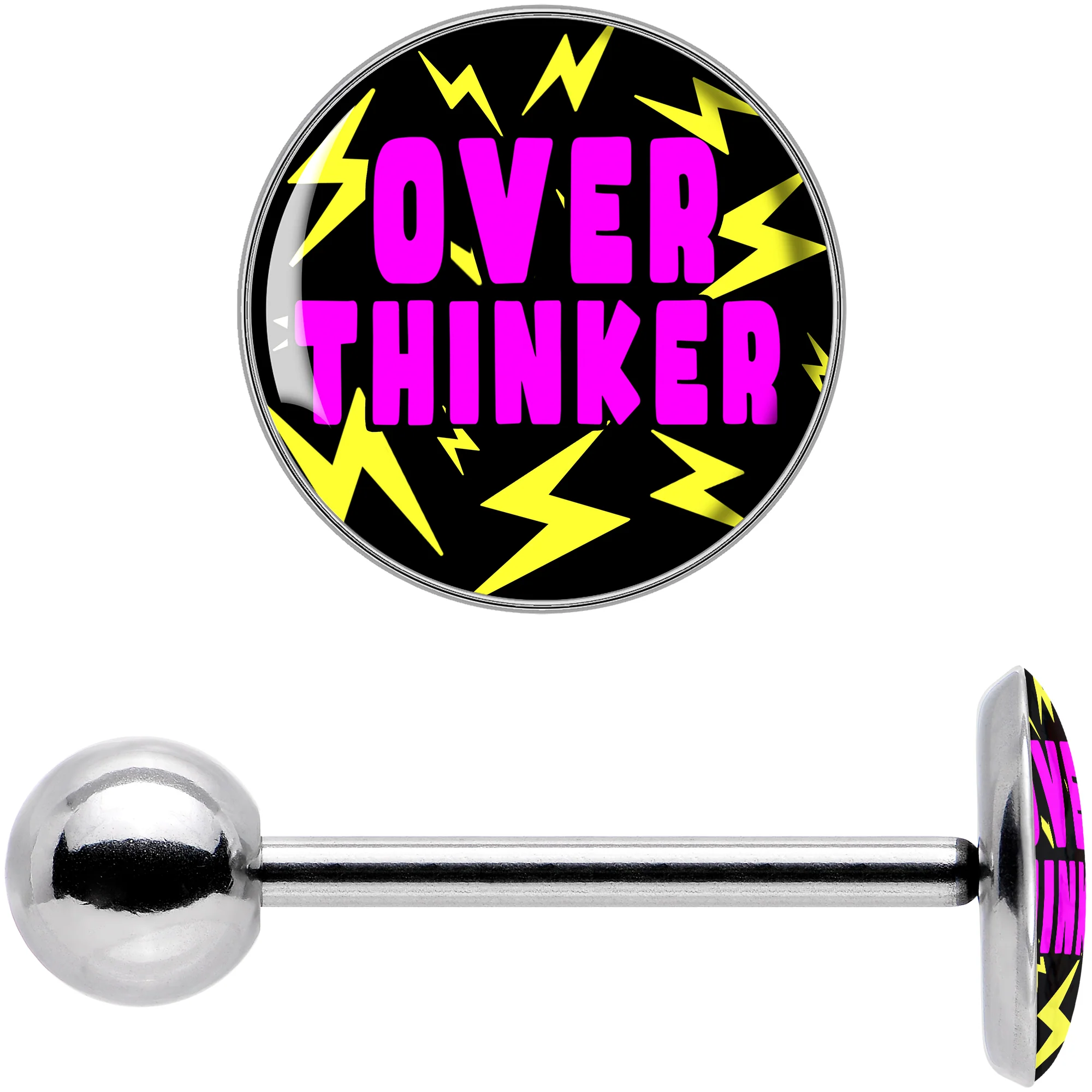 Over Thinker Impact Barbell Tongue Ring by Onyx O - Image 7