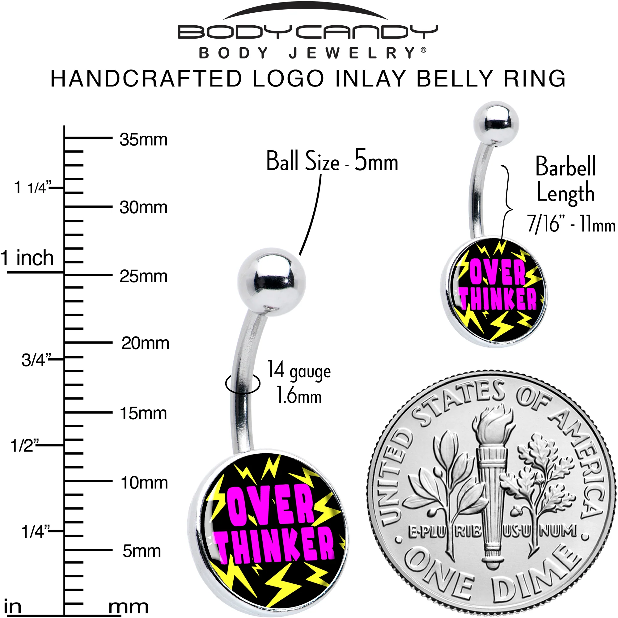 Over Thinker Impact Belly Ring by Onyx O - Image 6