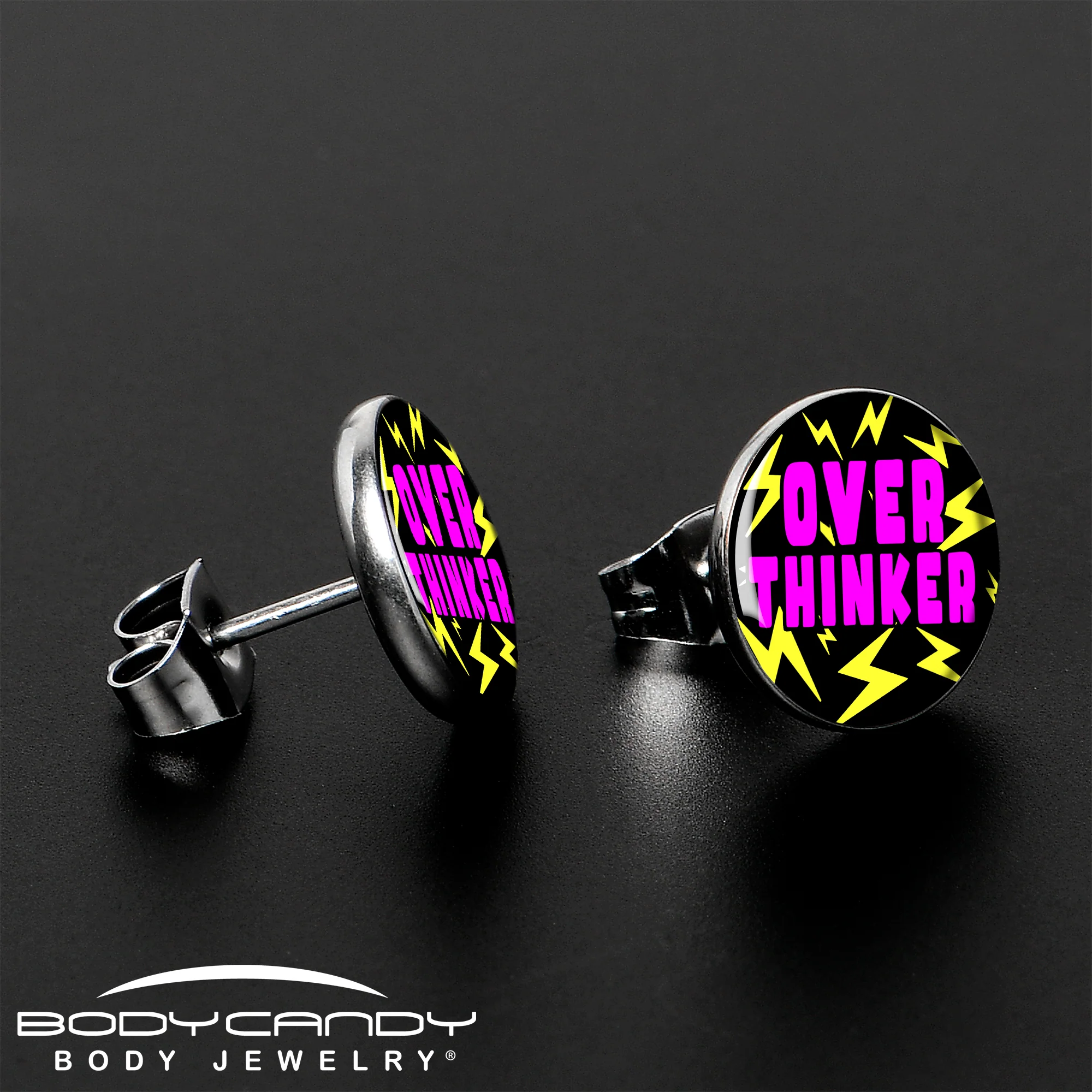Over Thinker Impact Stud Earrings by Onyx O - Image 3