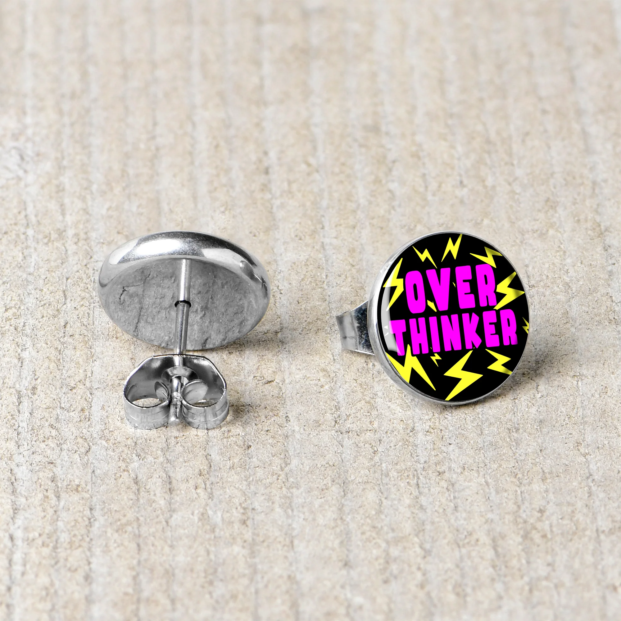 Over Thinker Impact Stud Earrings by Onyx O - Image 5
